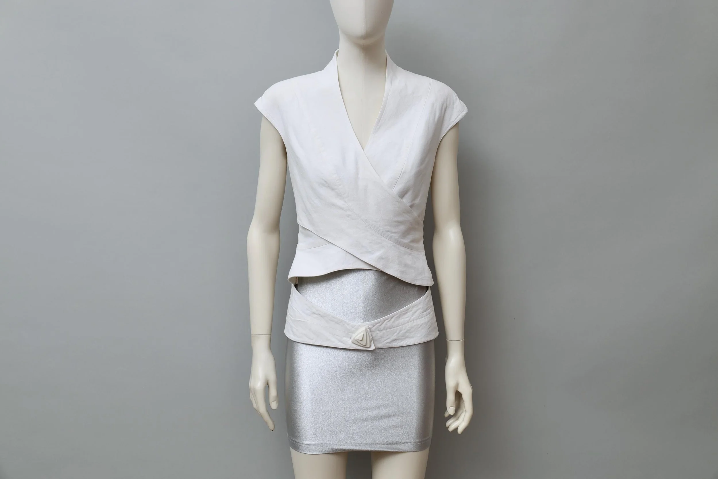 late 1980s / early 1990s Thierry Mugler Activ white wrap top