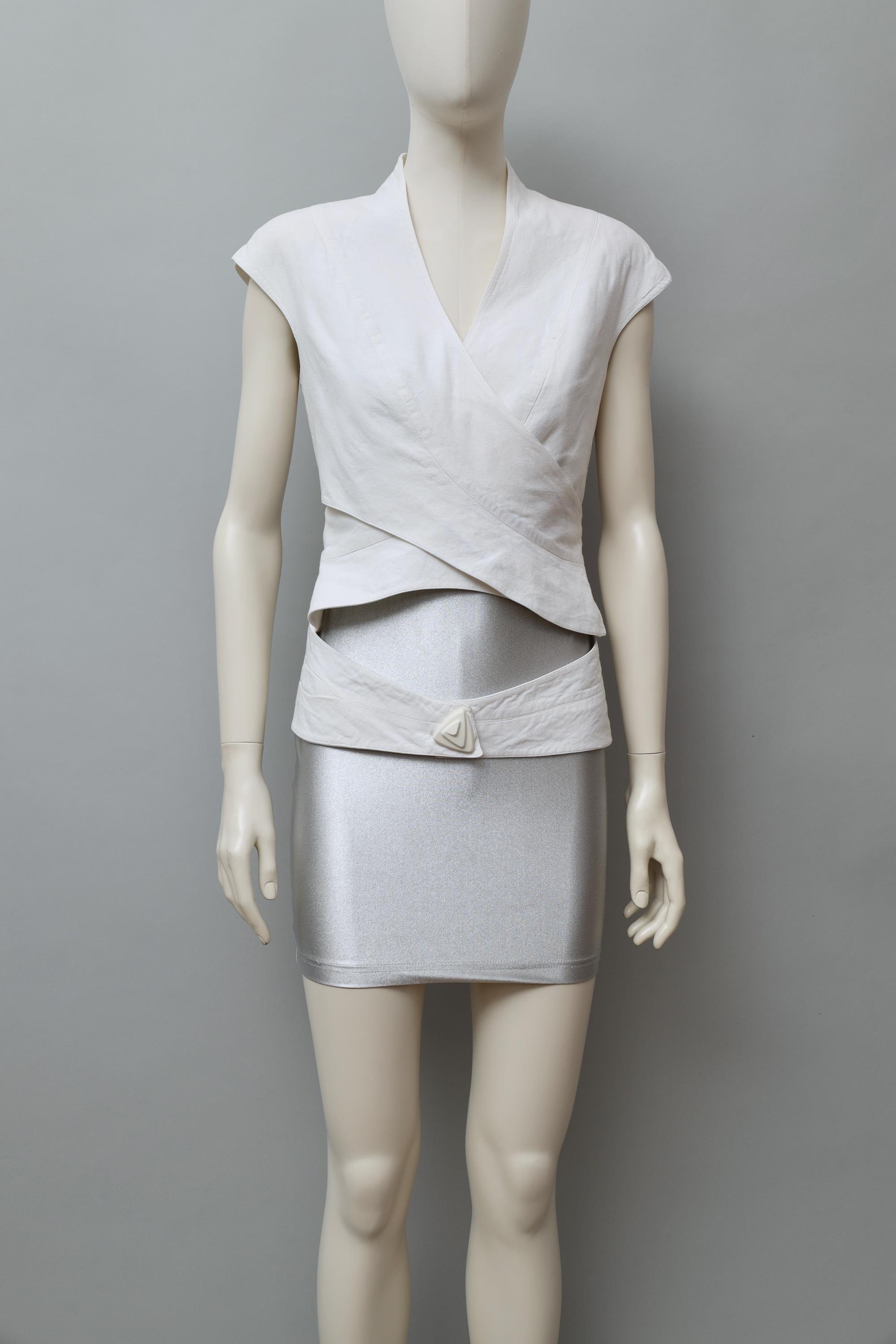 late 1980s / early 1990s Thierry Mugler Activ white wrap top