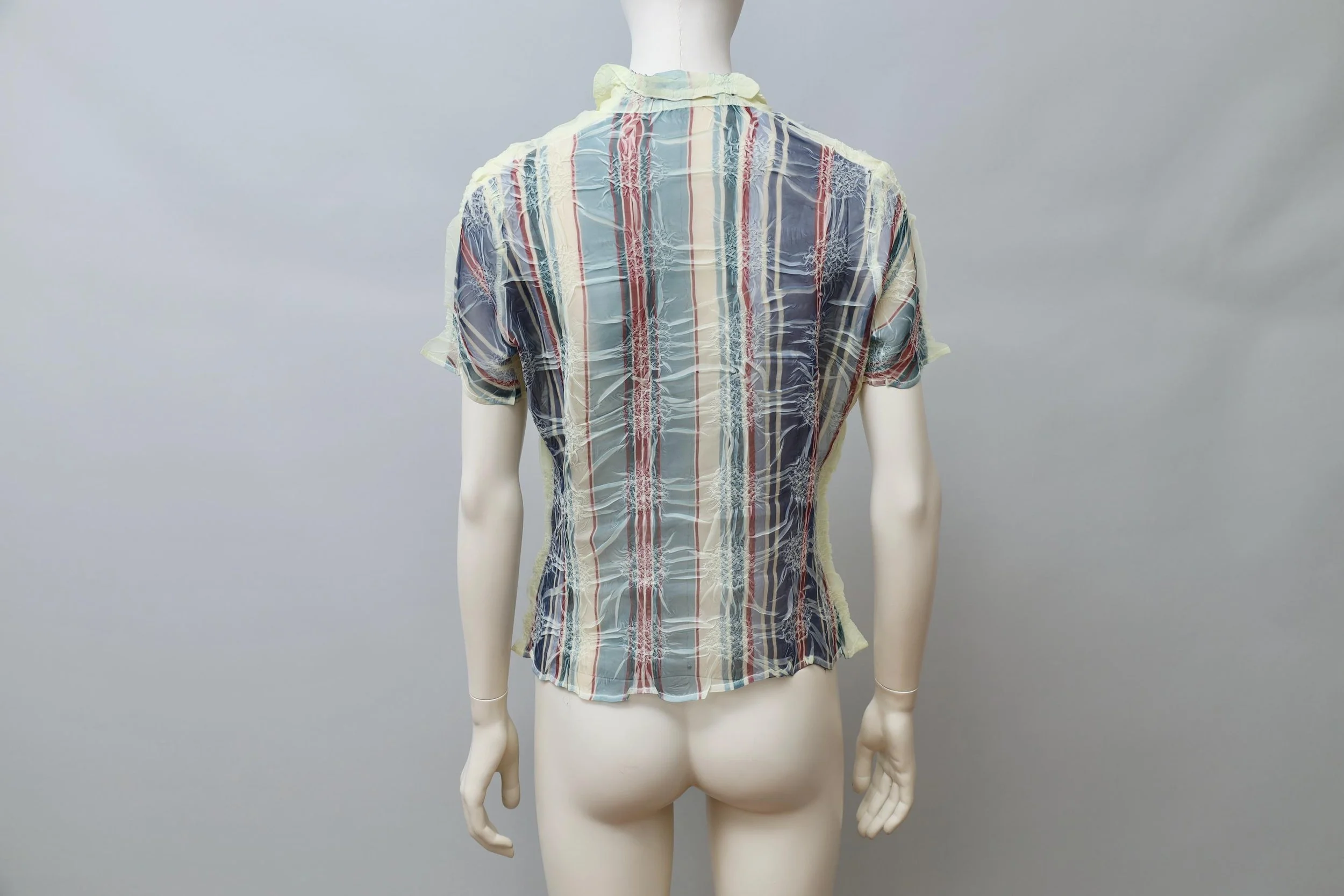 late 1990s / early 2000s Yoshiki Hishinuma plaid wrinkle pattern button up top