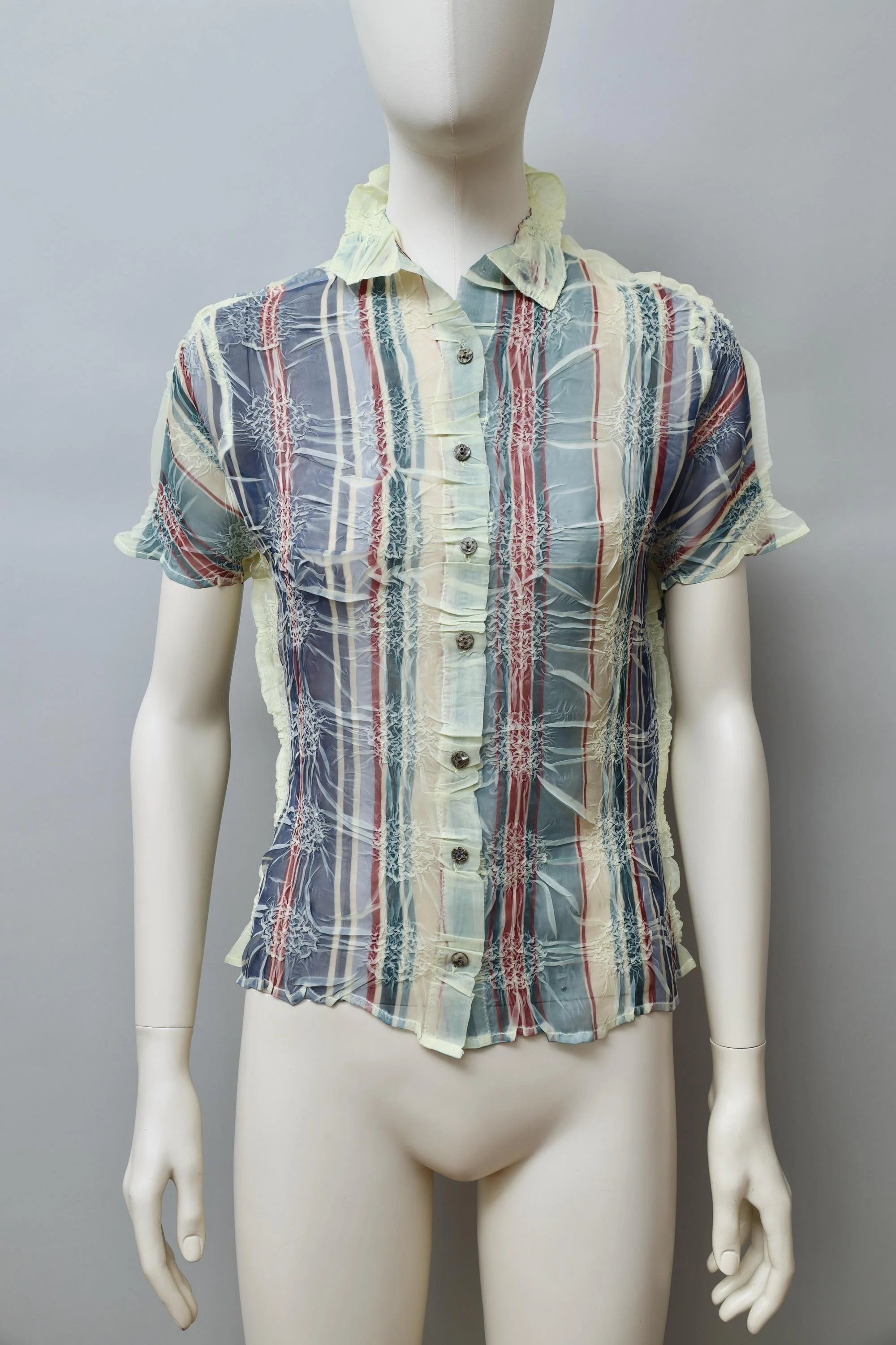 late 1990s / early 2000s Yoshiki Hishinuma plaid wrinkle pattern button up top