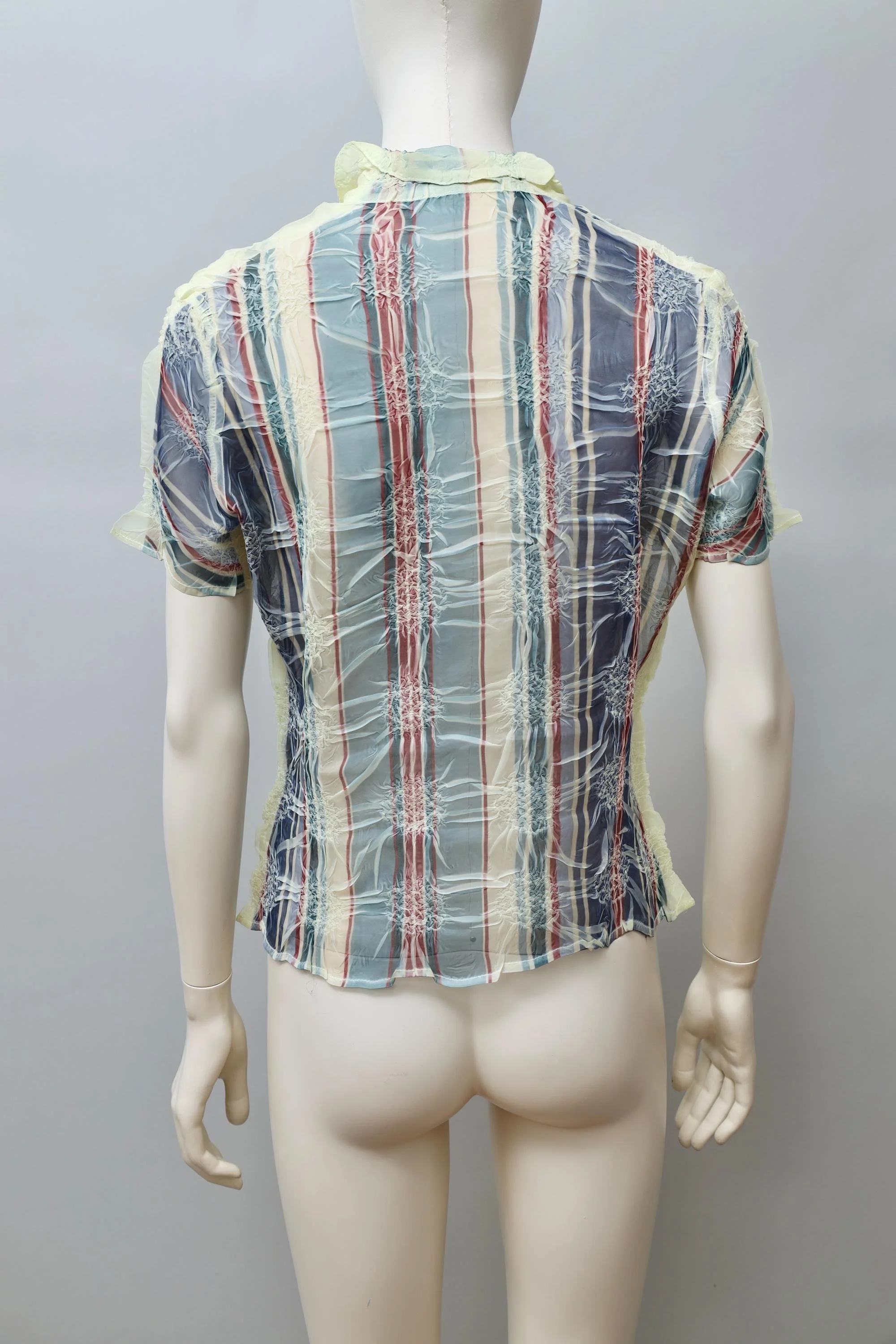 late 1990s / early 2000s Yoshiki Hishinuma plaid wrinkle pattern button up top