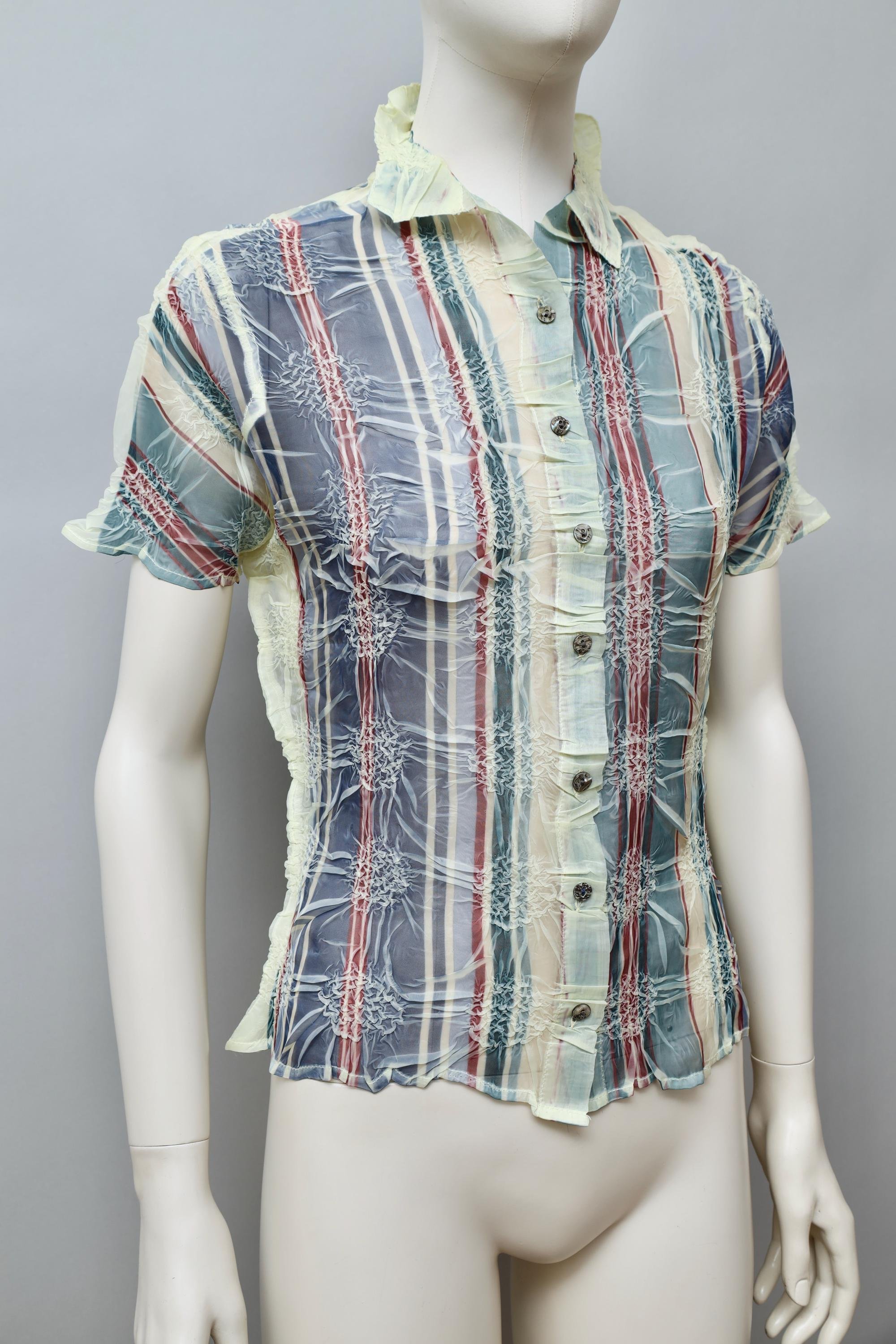 late 1990s / early 2000s Yoshiki Hishinuma plaid wrinkle pattern button up top