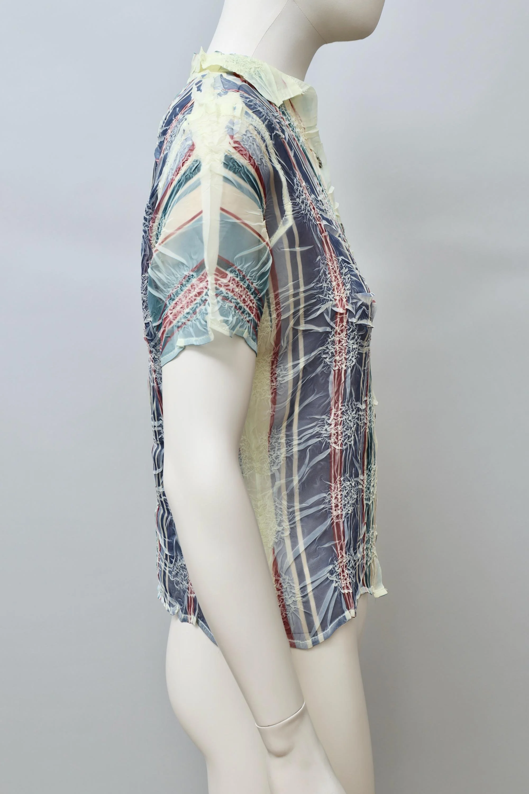 late 1990s / early 2000s Yoshiki Hishinuma plaid wrinkle pattern button up top