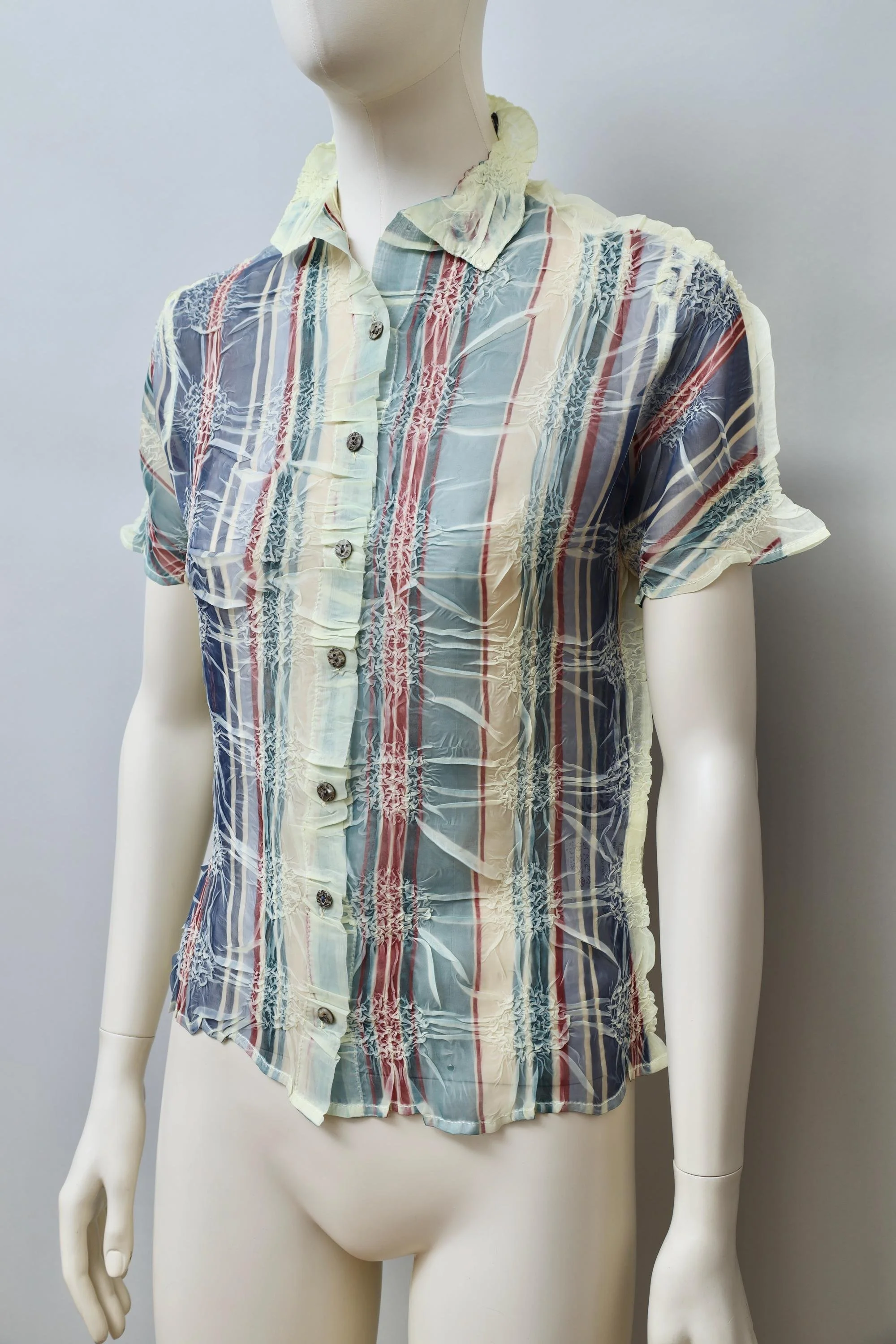 late 1990s / early 2000s Yoshiki Hishinuma plaid wrinkle pattern button up top