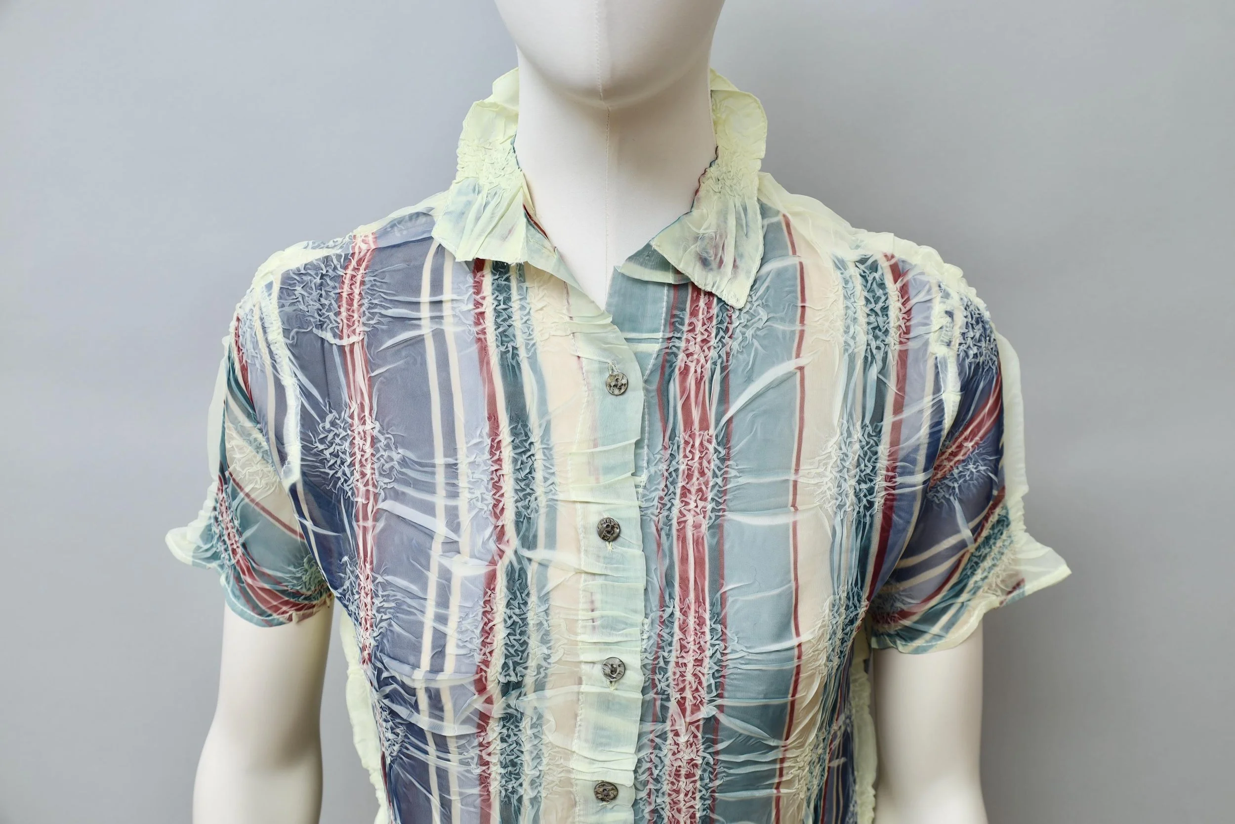 late 1990s / early 2000s Yoshiki Hishinuma plaid wrinkle pattern button up top
