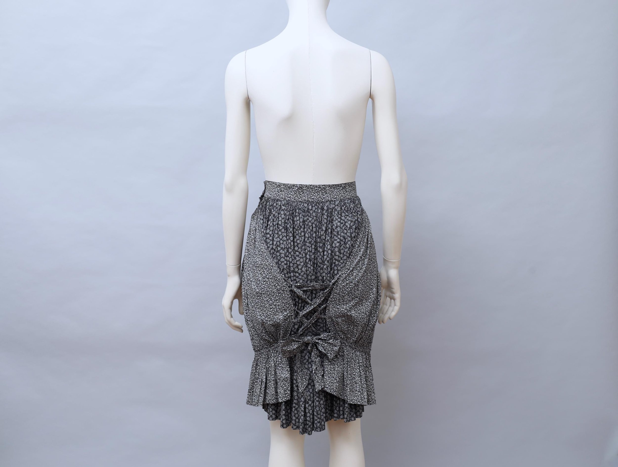 S/S 1987 Chantal Thomass black and white floral gathered skirt
