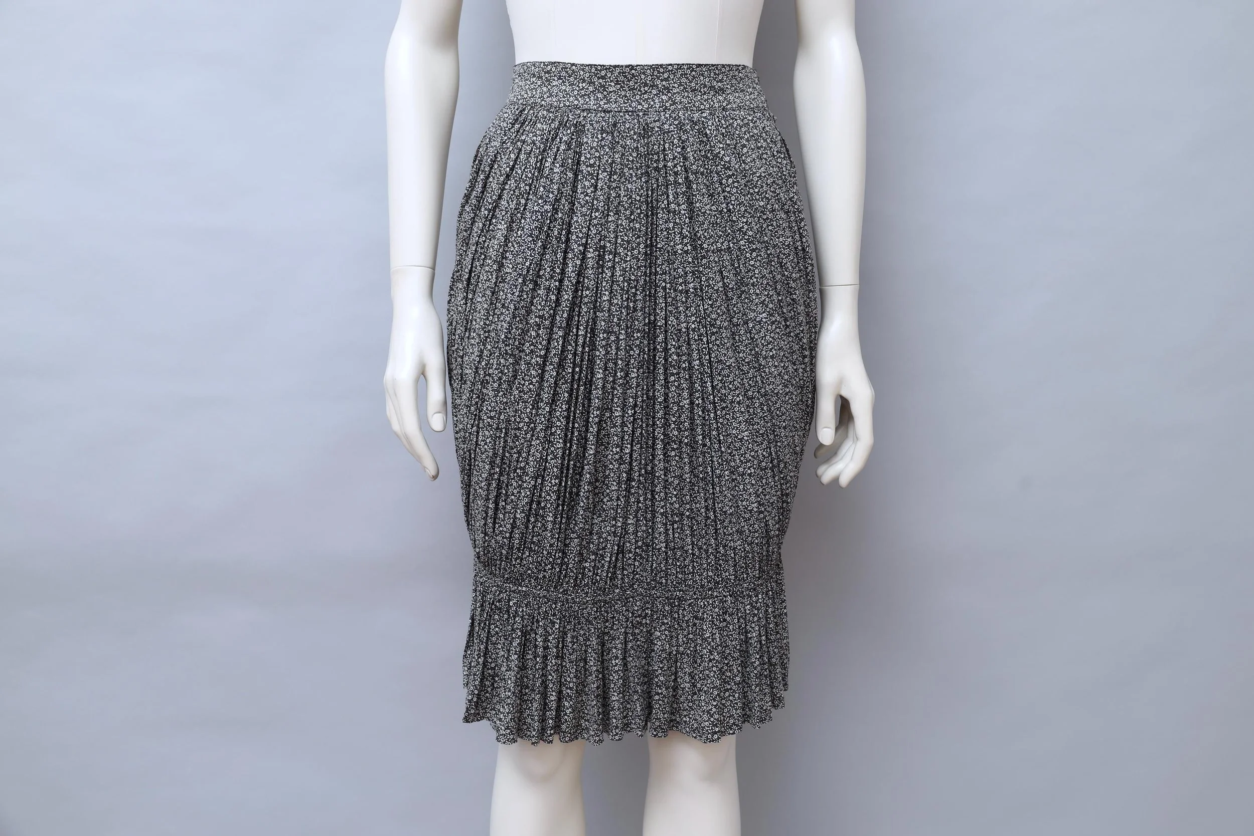 S/S 1987 Chantal Thomass black and white floral gathered skirt