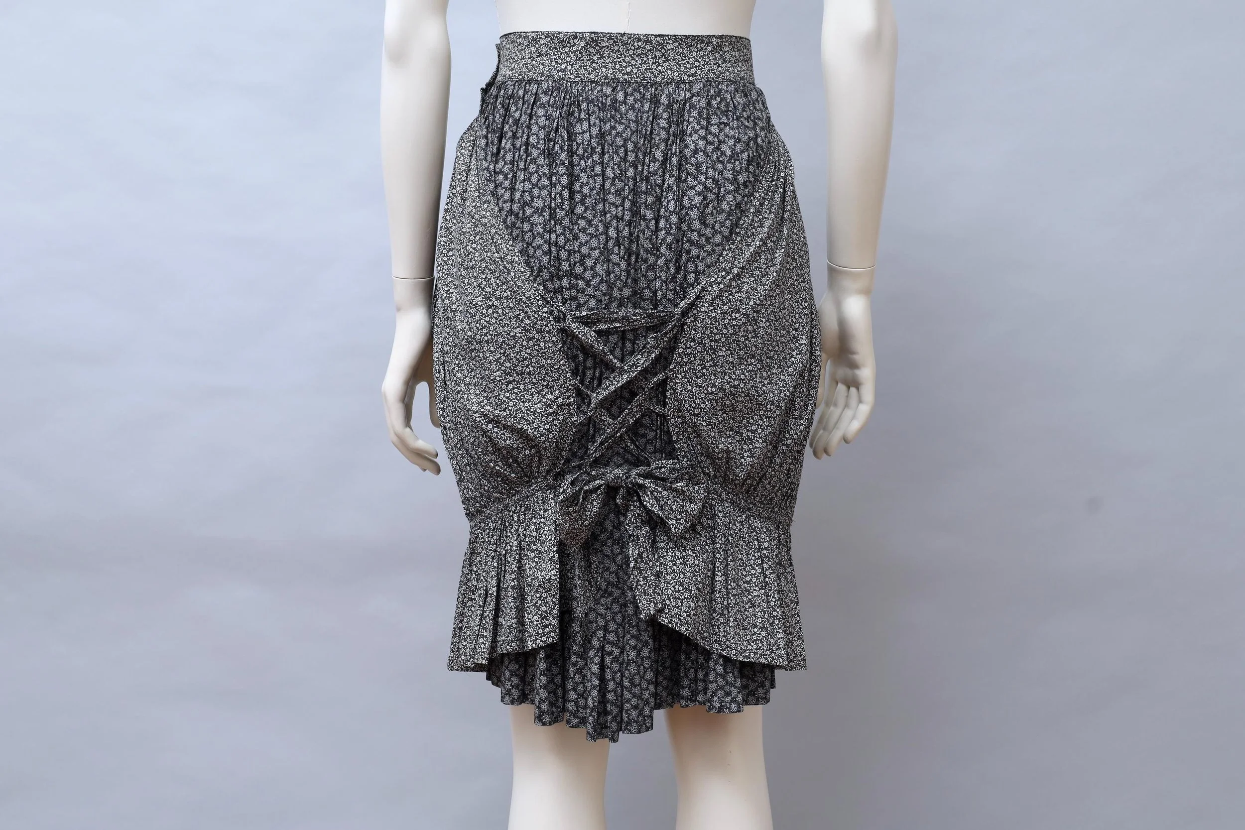 S/S 1987 Chantal Thomass black and white floral gathered skirt