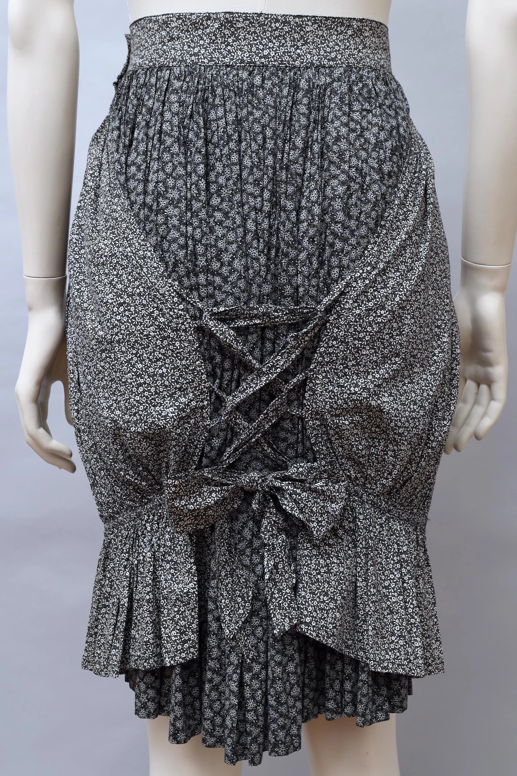 S/S 1987 Chantal Thomass black and white floral gathered skirt