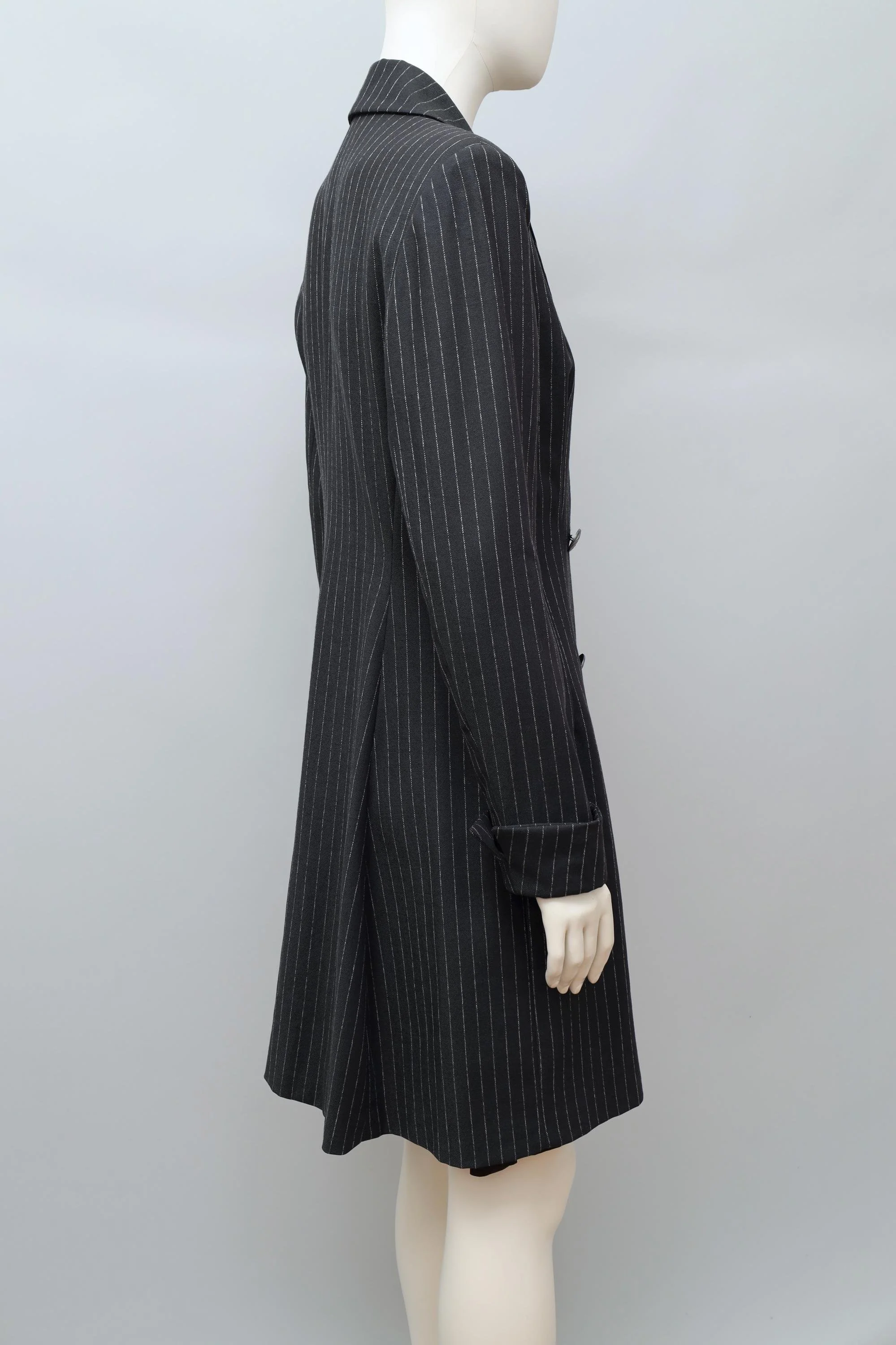 1990s Norma Kamali Lady Godiva double breasted pinstripe coat dress