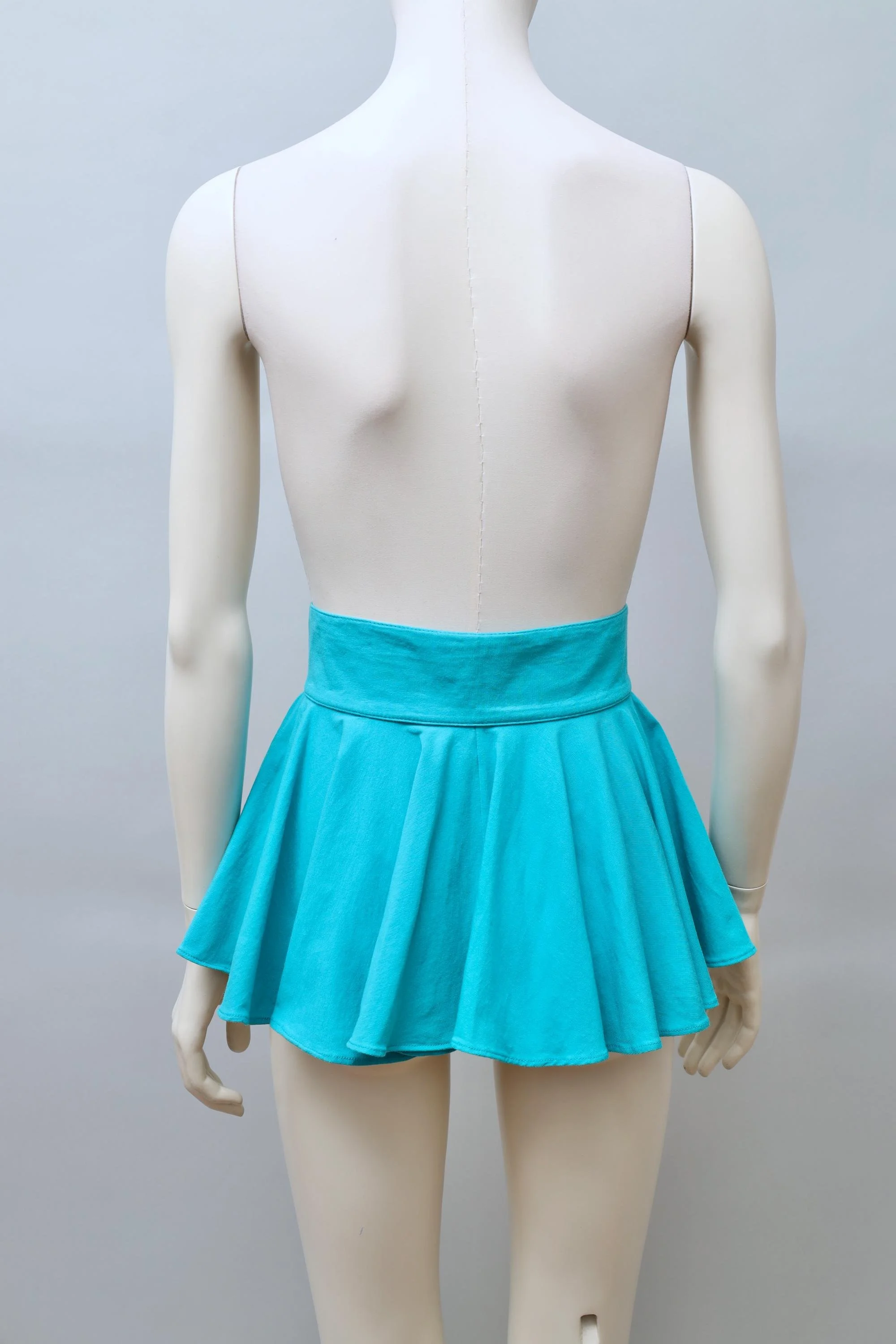 1990s Cristina Mazzonetto turquoise ruched belt skirt