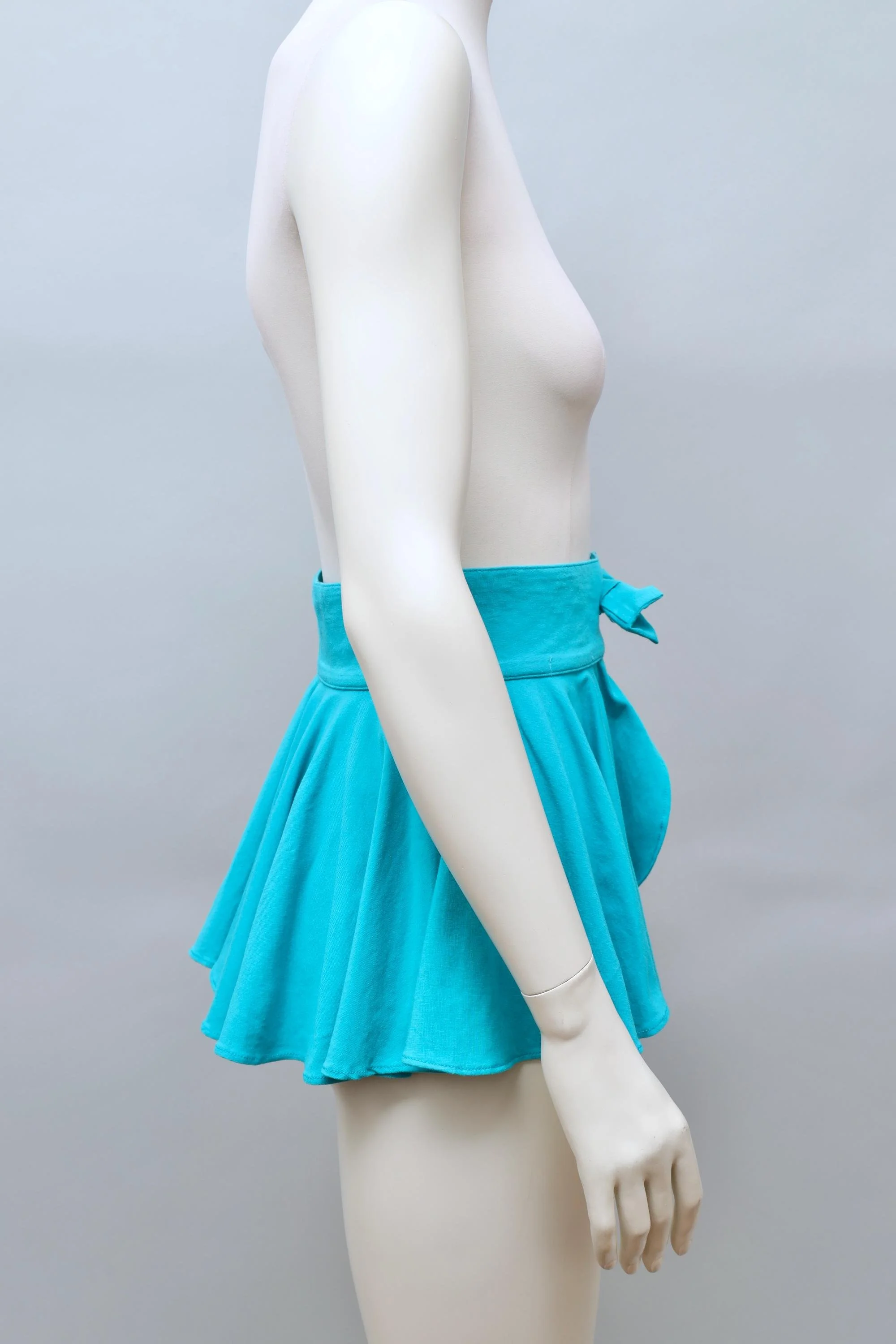 1990s Cristina Mazzonetto turquoise ruched belt skirt