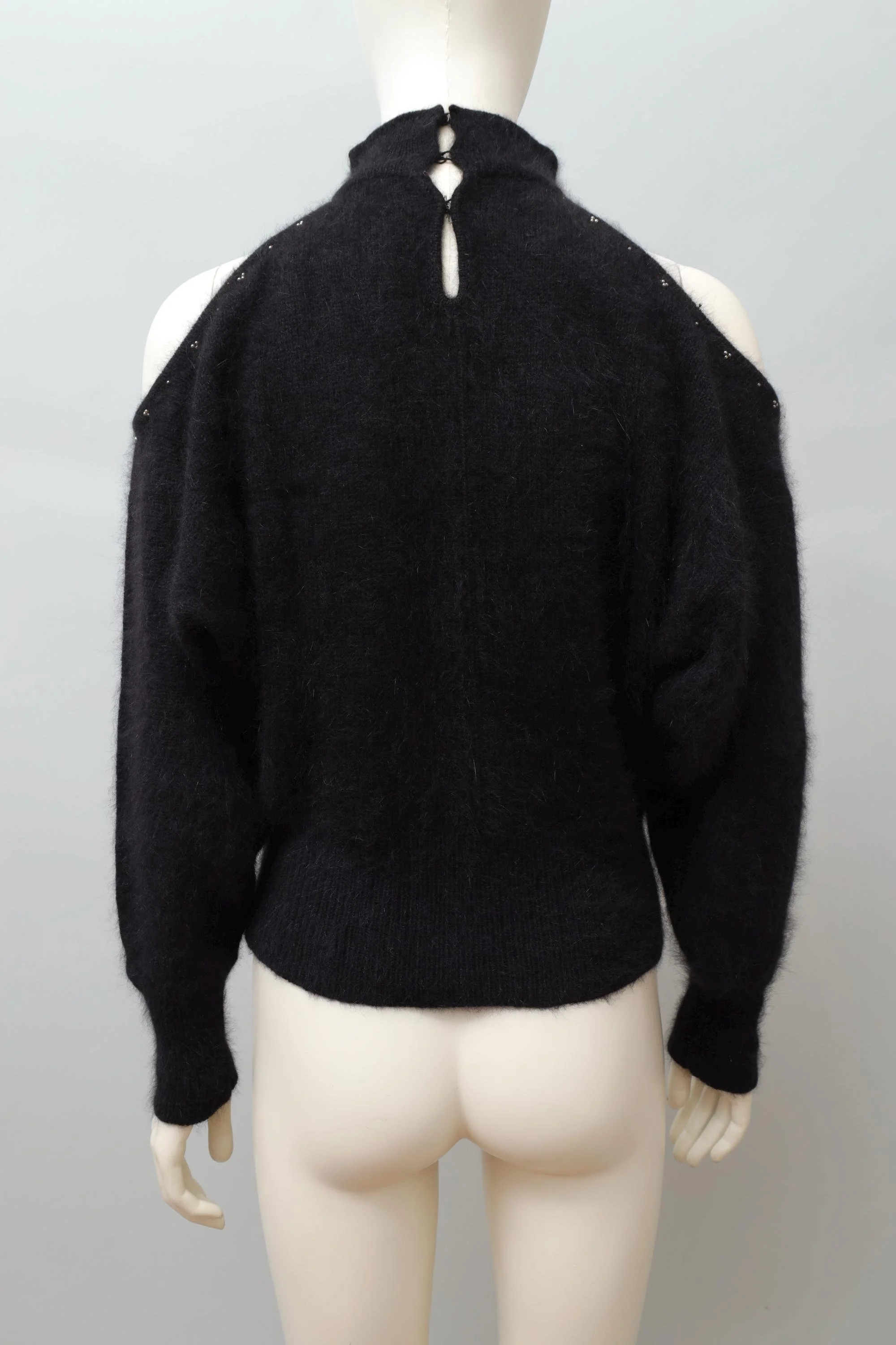 late 1970s / early 1980s Thierry Mugler black angora sweater keyhole back