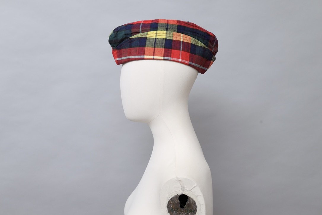 S/S 1984 Chantal Thomass red and yellow cotton tartan hat