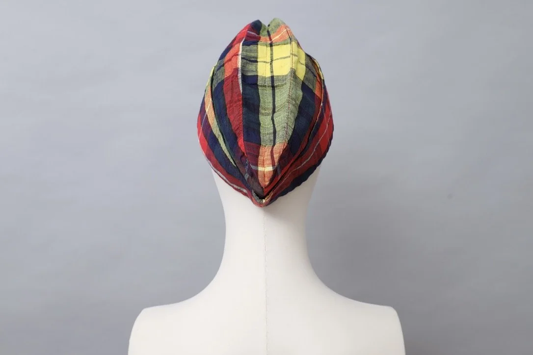 S/S 1984 Chantal Thomass red and yellow cotton tartan hat