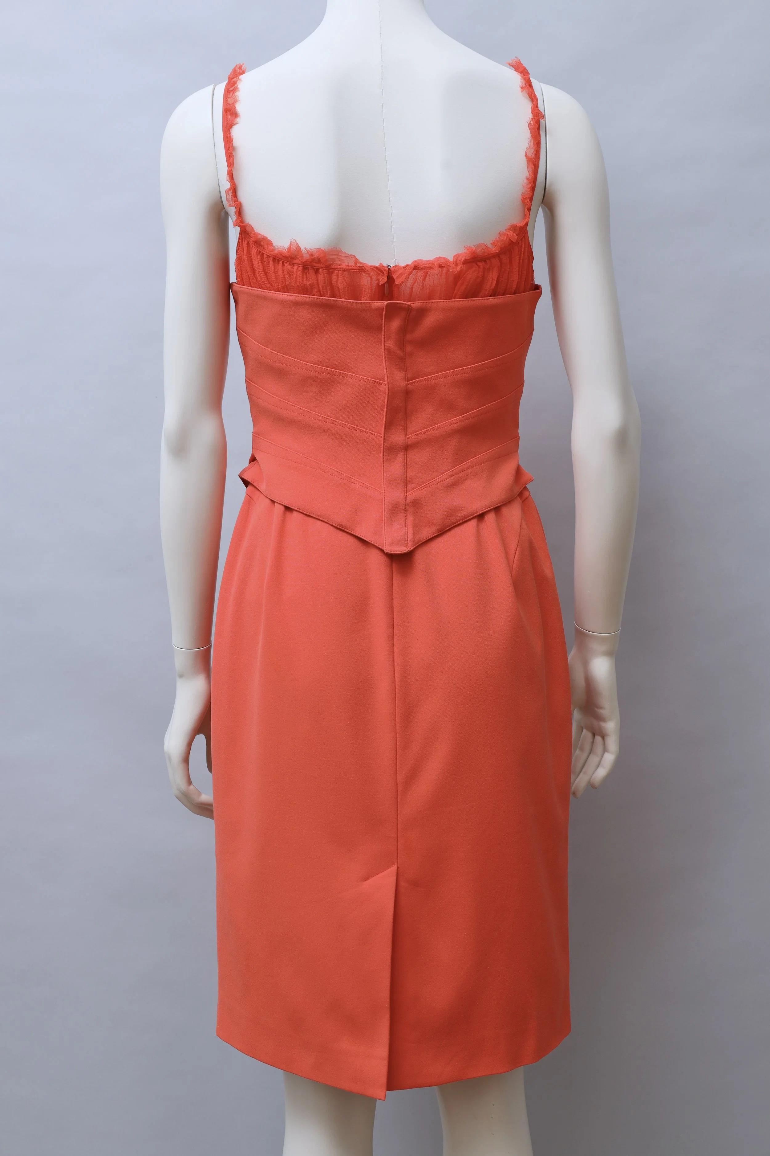 late 1990s / early 2000s Thierry Mugler bright coral corset dress