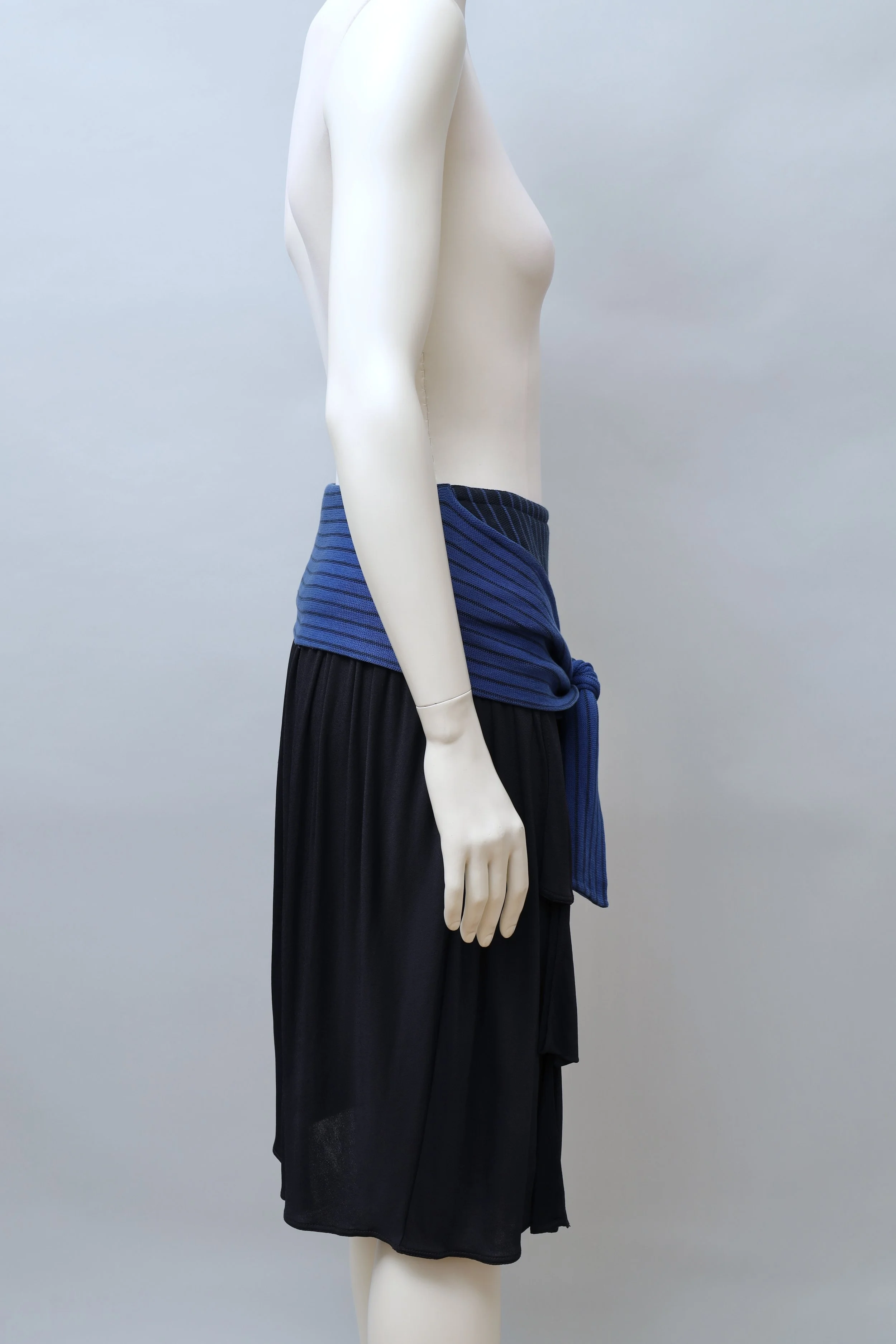 1980s Callaghan by Gianni Versace striped blue tie waist tiered skirt