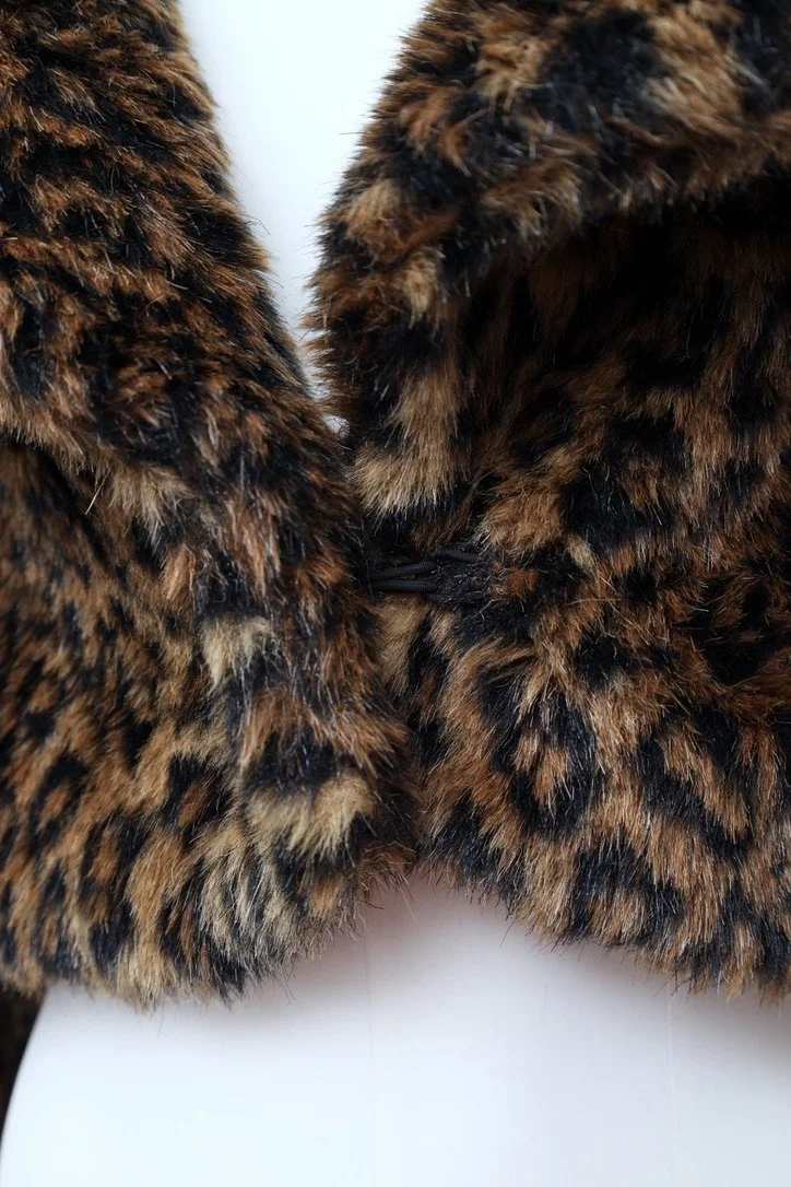 faux fur leopard bolero jacket clasp