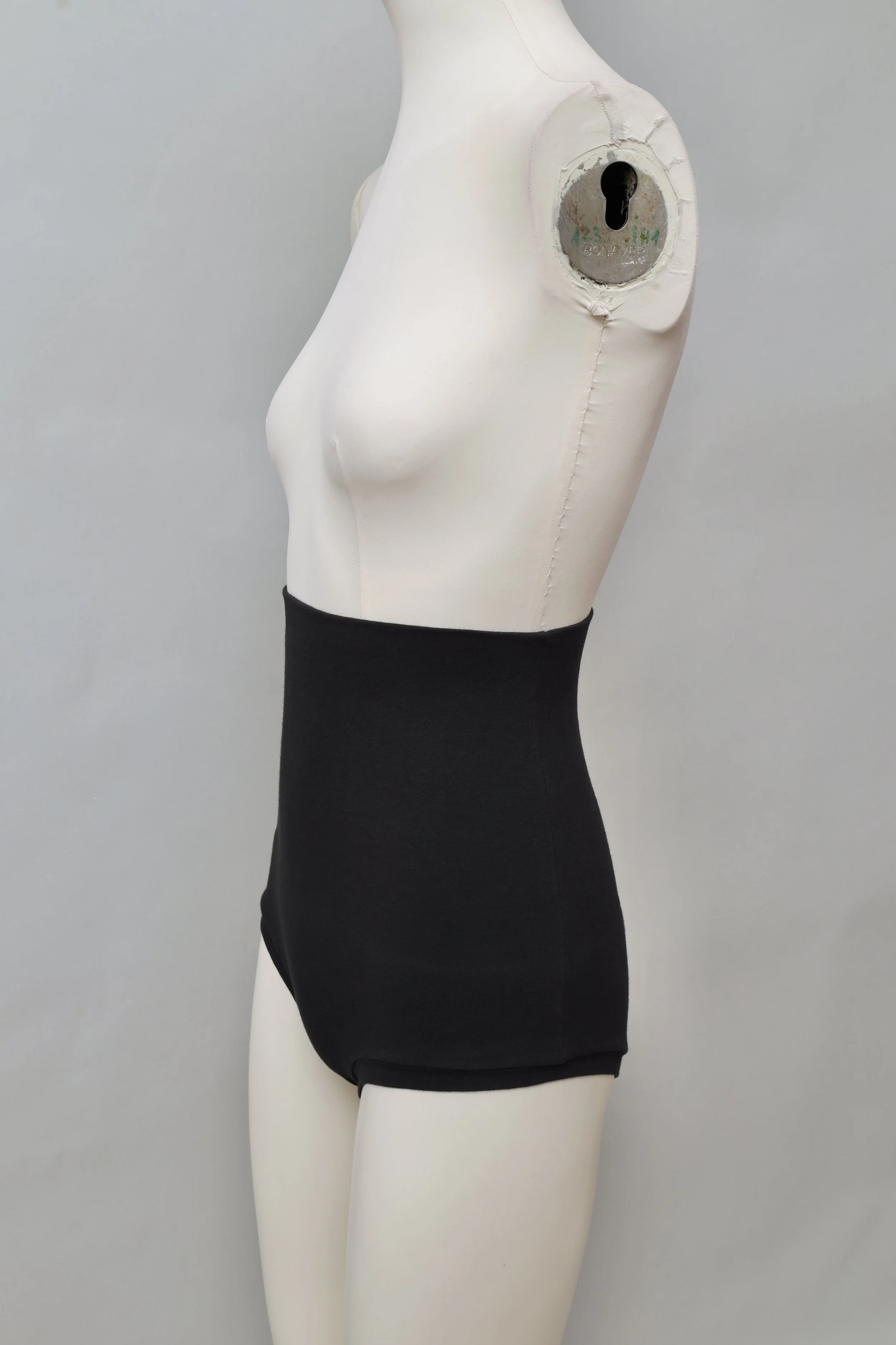S/S 1989 Romeo Gigli black stretch cotton ultra high waist panty