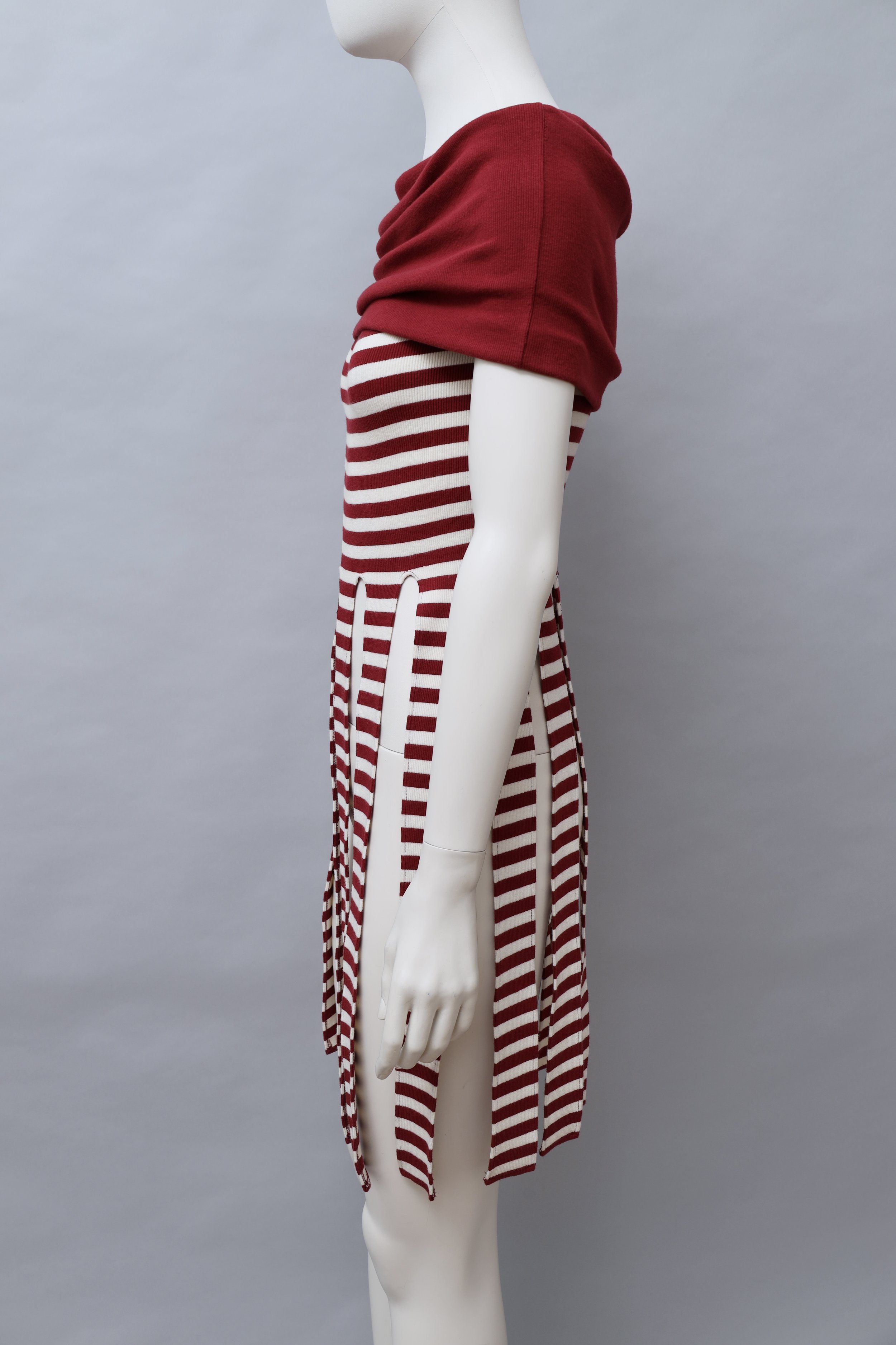 1990s Plein Sud red and white striped top with panels