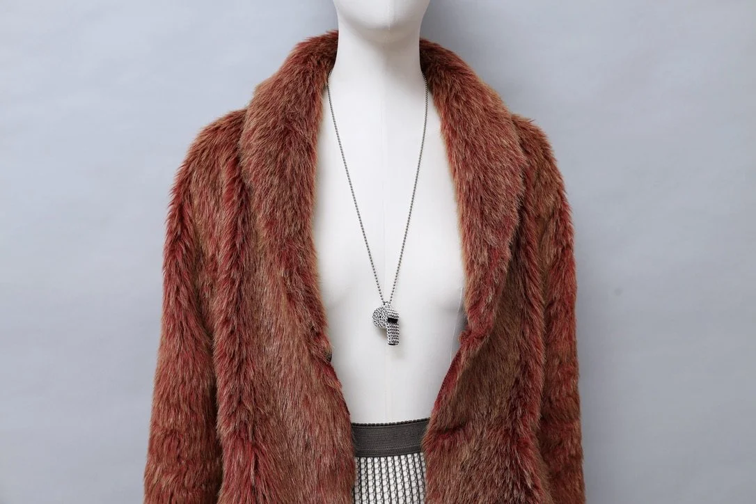 Irina Volkonskii silver toned rhinestone whistle ball chain necklace