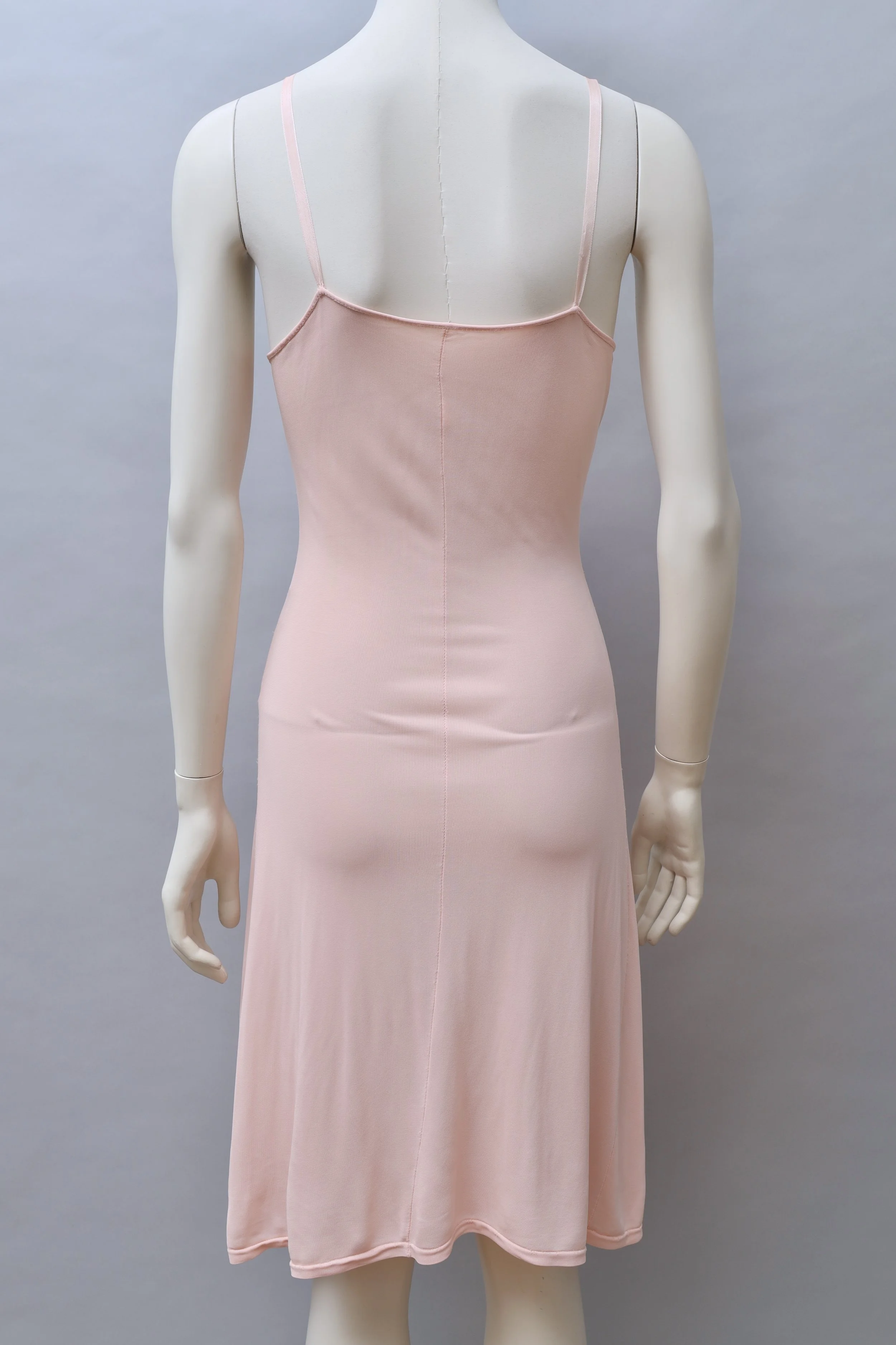 1960s vintage French peach floral appliqué rayon slip dress