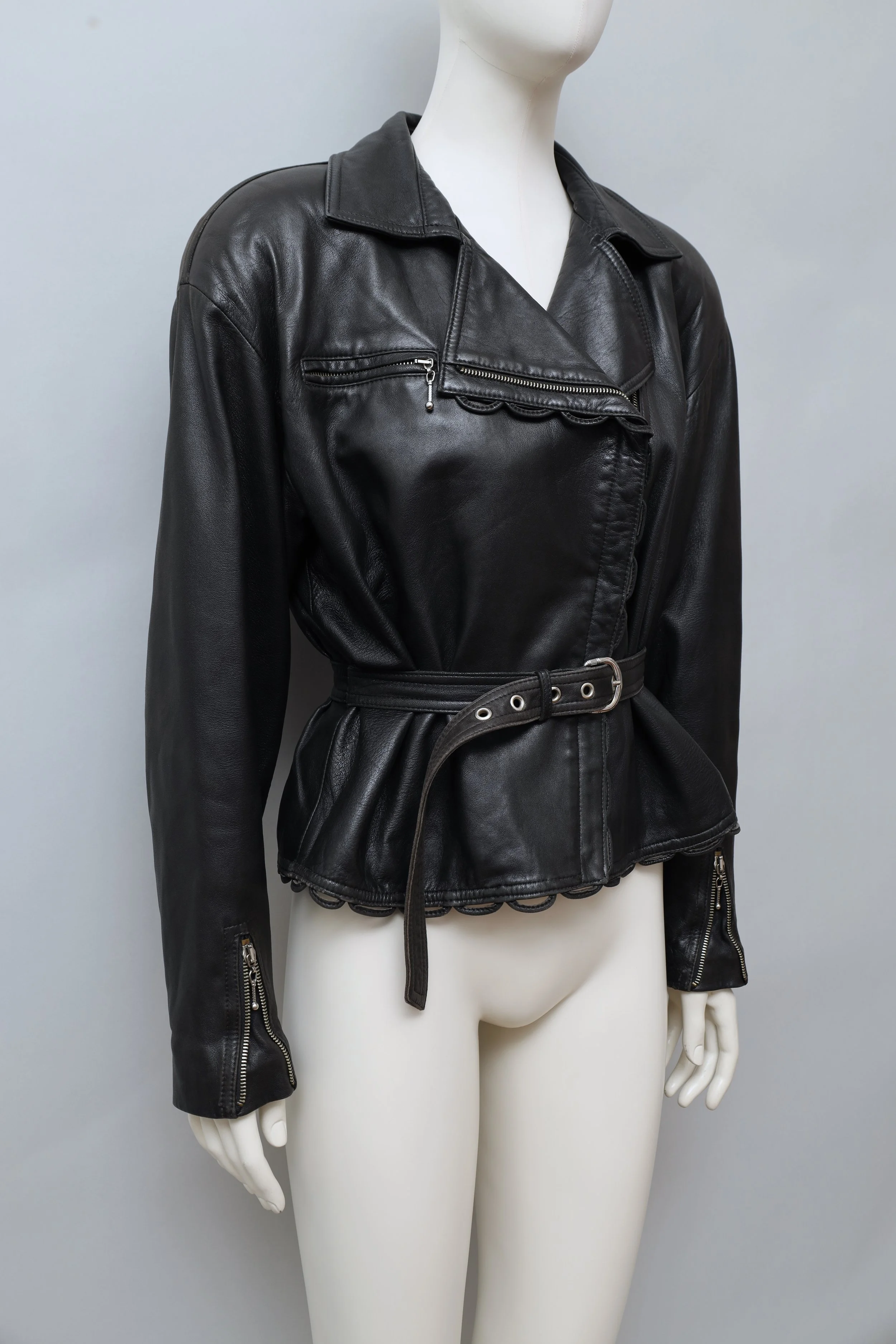 F/W 1991 Chantal Thomass Suite black leather Perfecto jacket