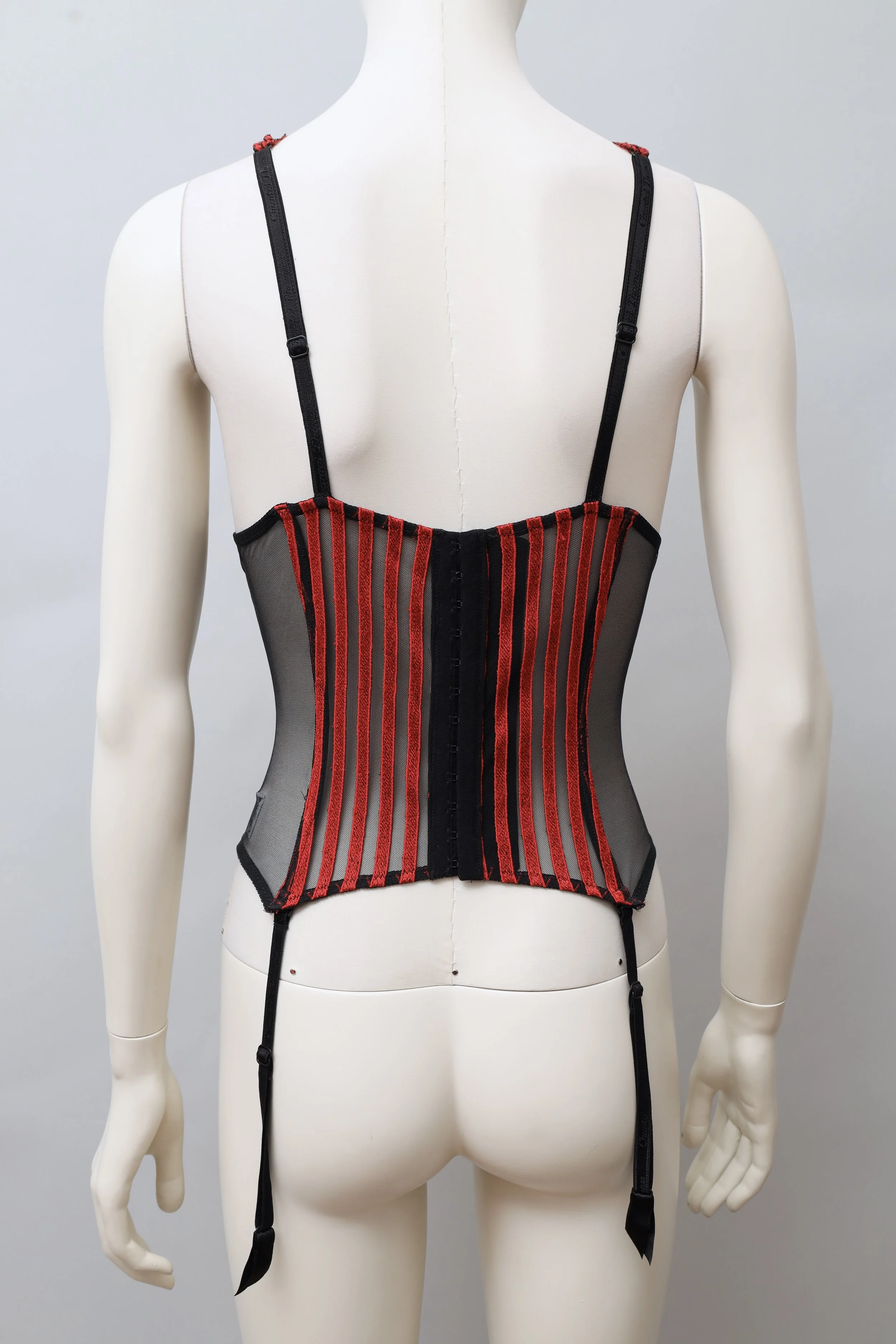 early 2000s Chantal Thomass red and black lace up bustier