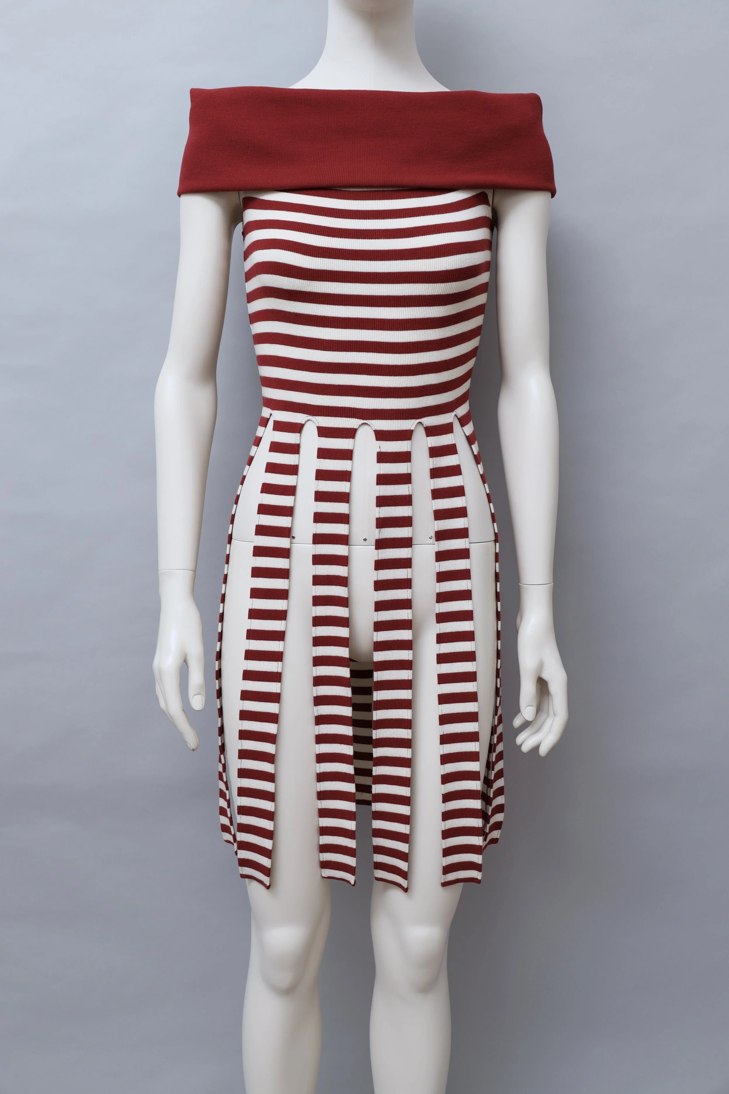 1990s Plein Sud red and white striped top with panels