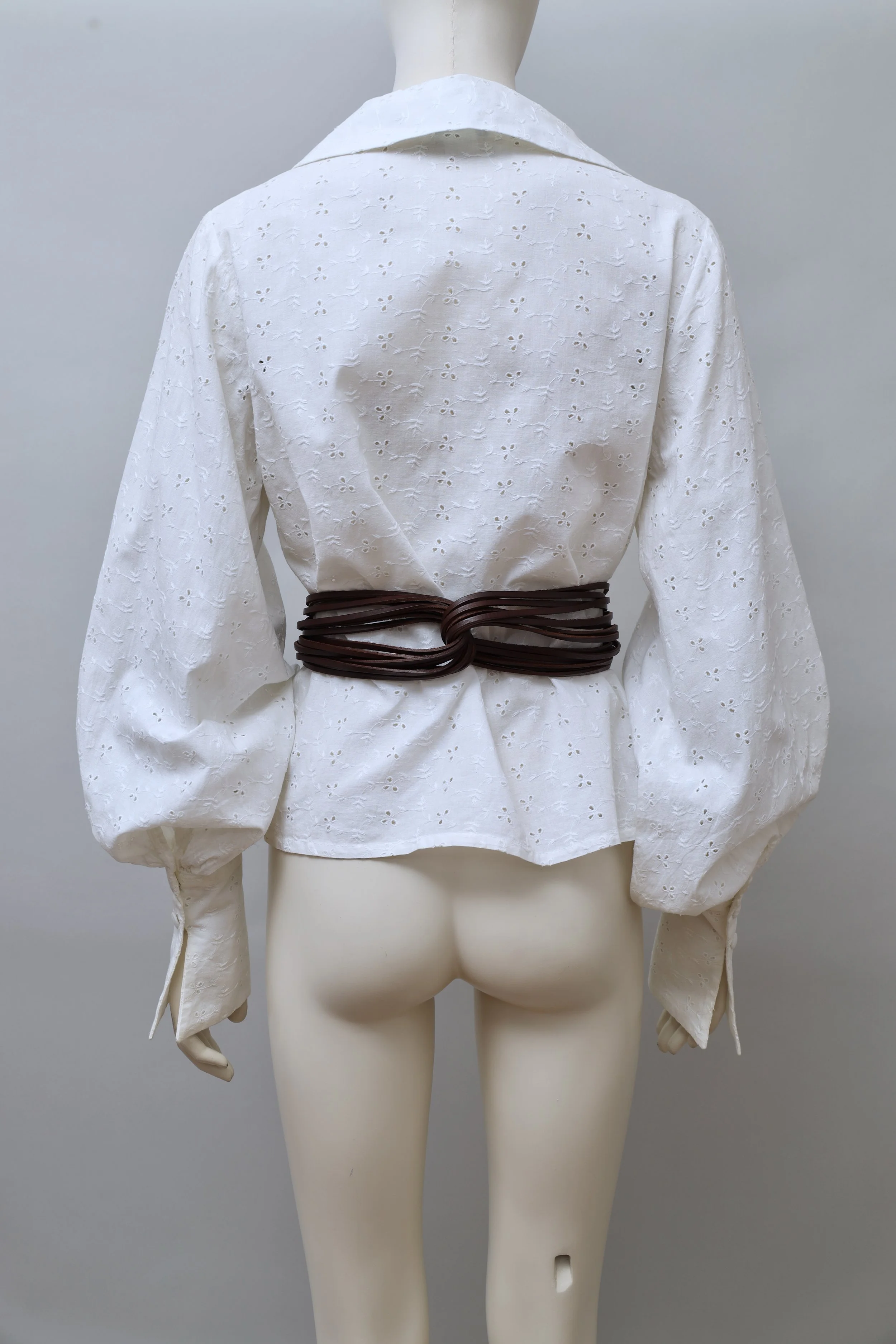 1990s Future Ozbek twisted brown leather waist belt