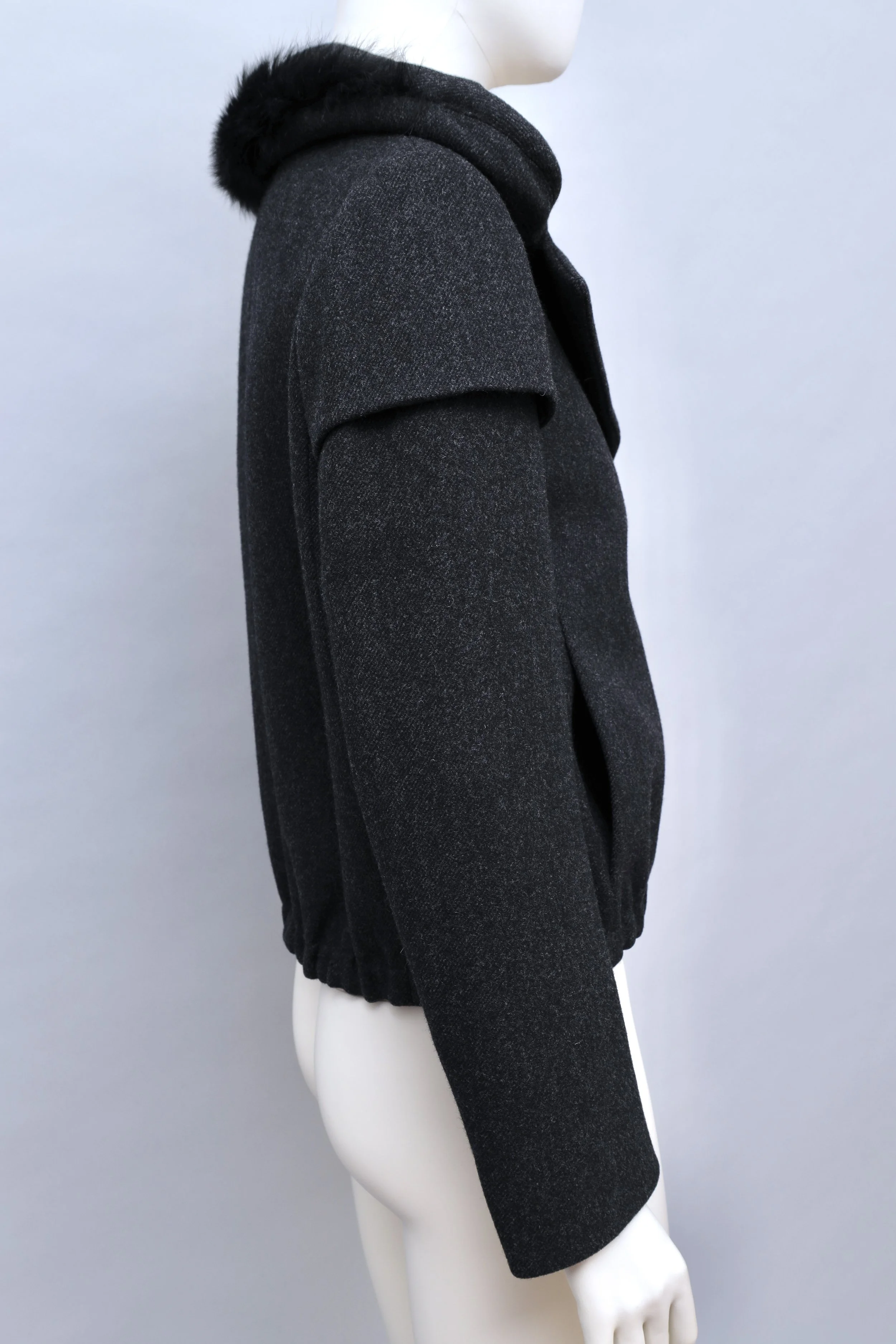 2000s Prada dark gray padded wool blouson jacket