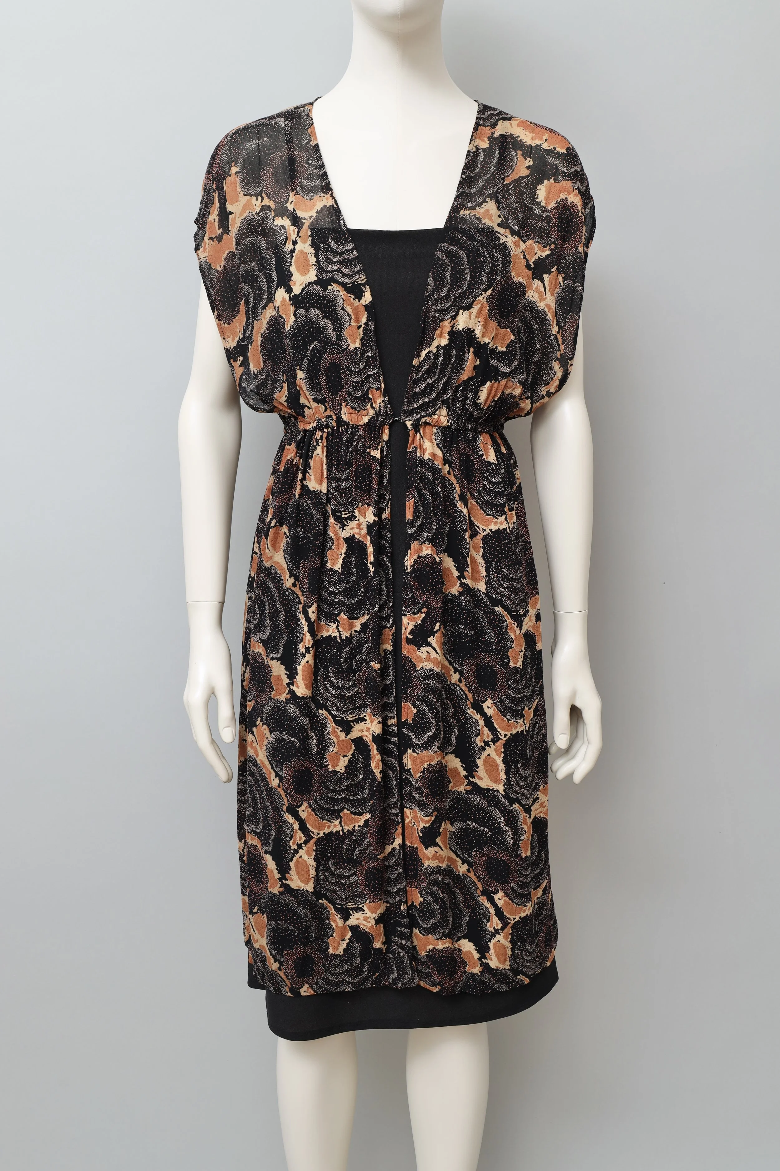 1960s Clobber of London chiffon crêpe art deco tunic dress set