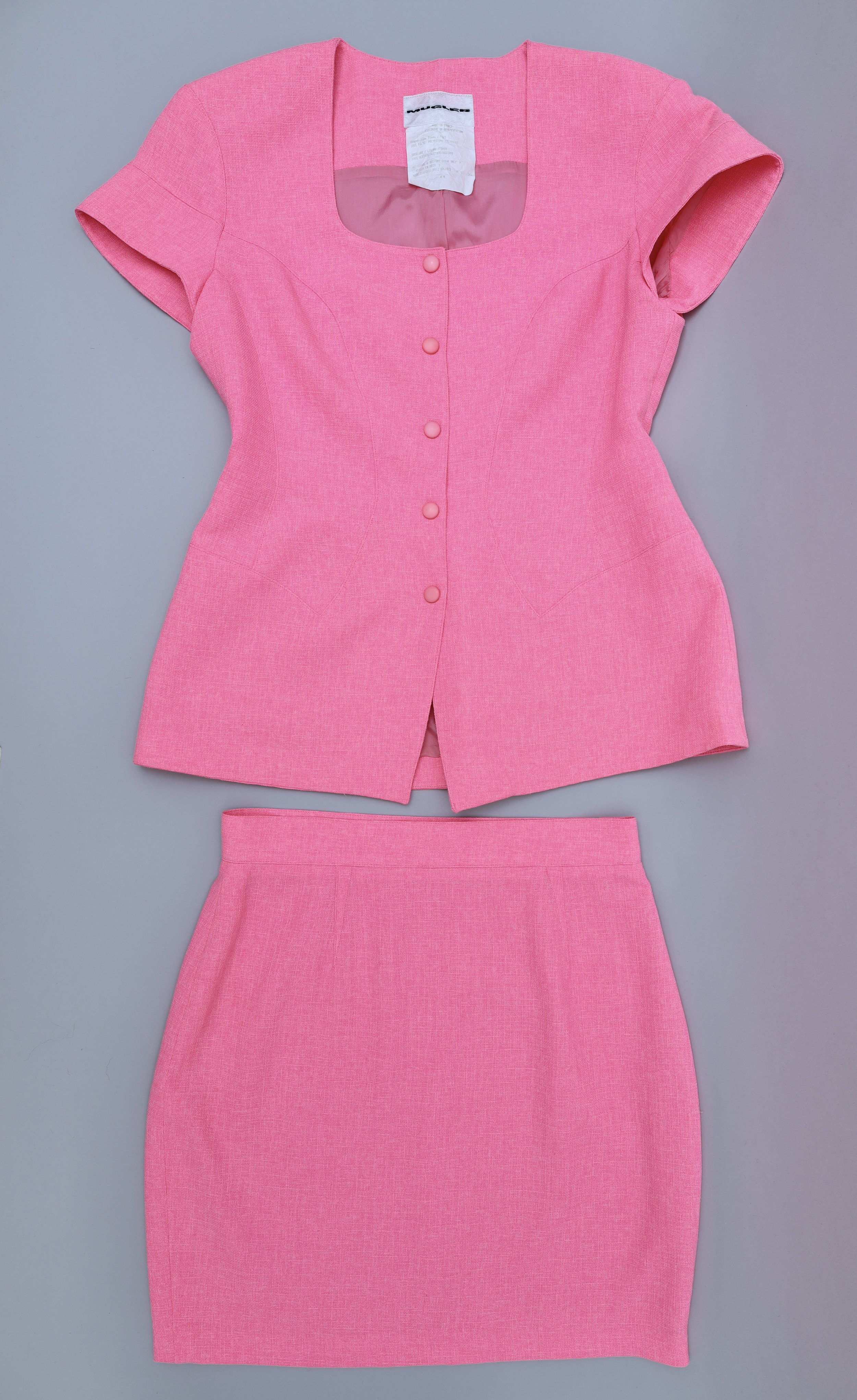 late 1990s / early 2000s Mugler neon pink ensemble extra large