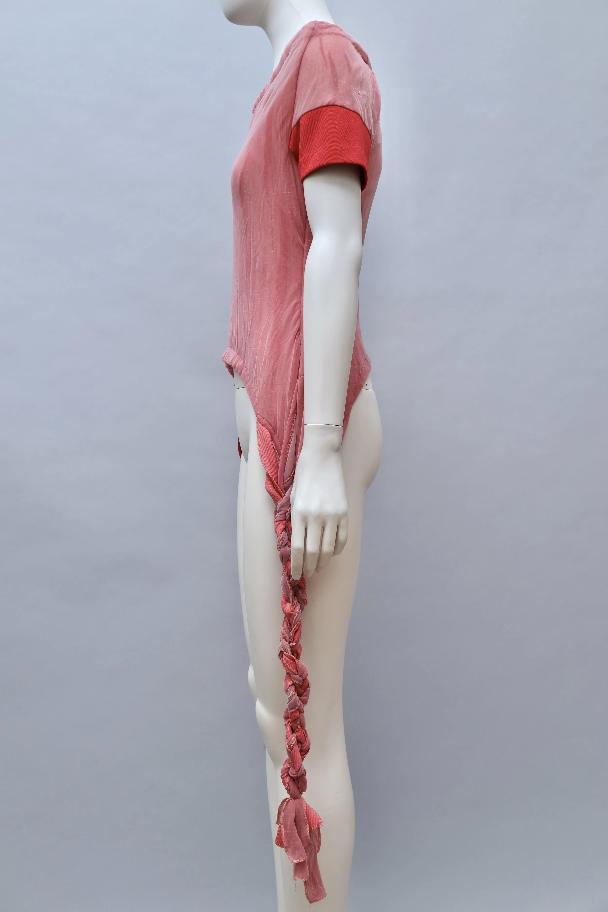 S/S 1998 20471120 pink and red layered mesh torsade top