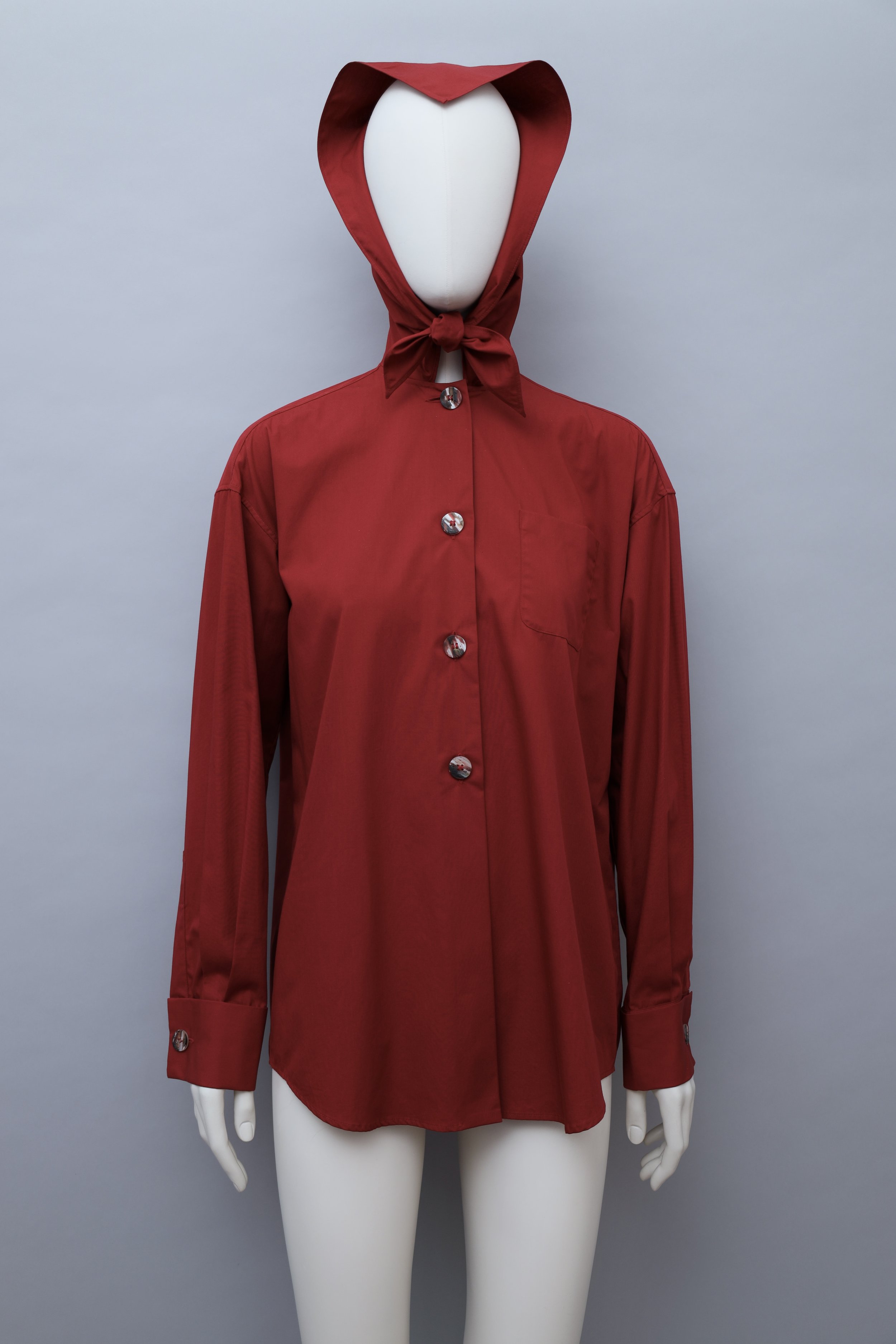 F/W 1994 Romeo Gigli crimson red triangle collar blouse