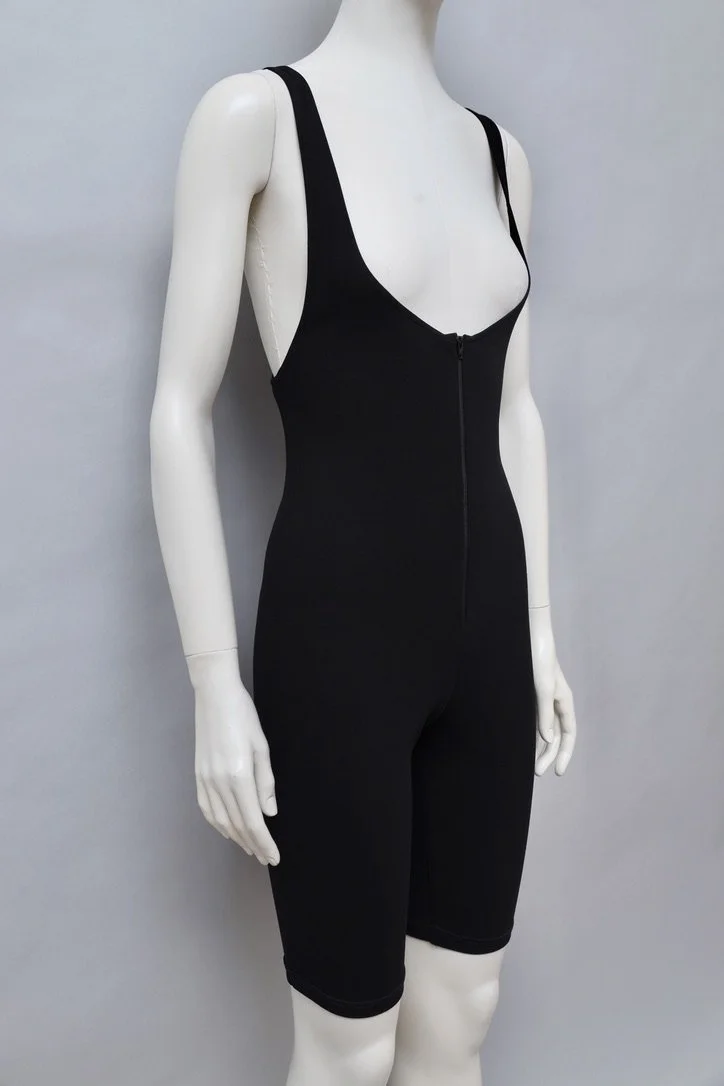 1990s Karl Lagerfeld black zip salopette unitard