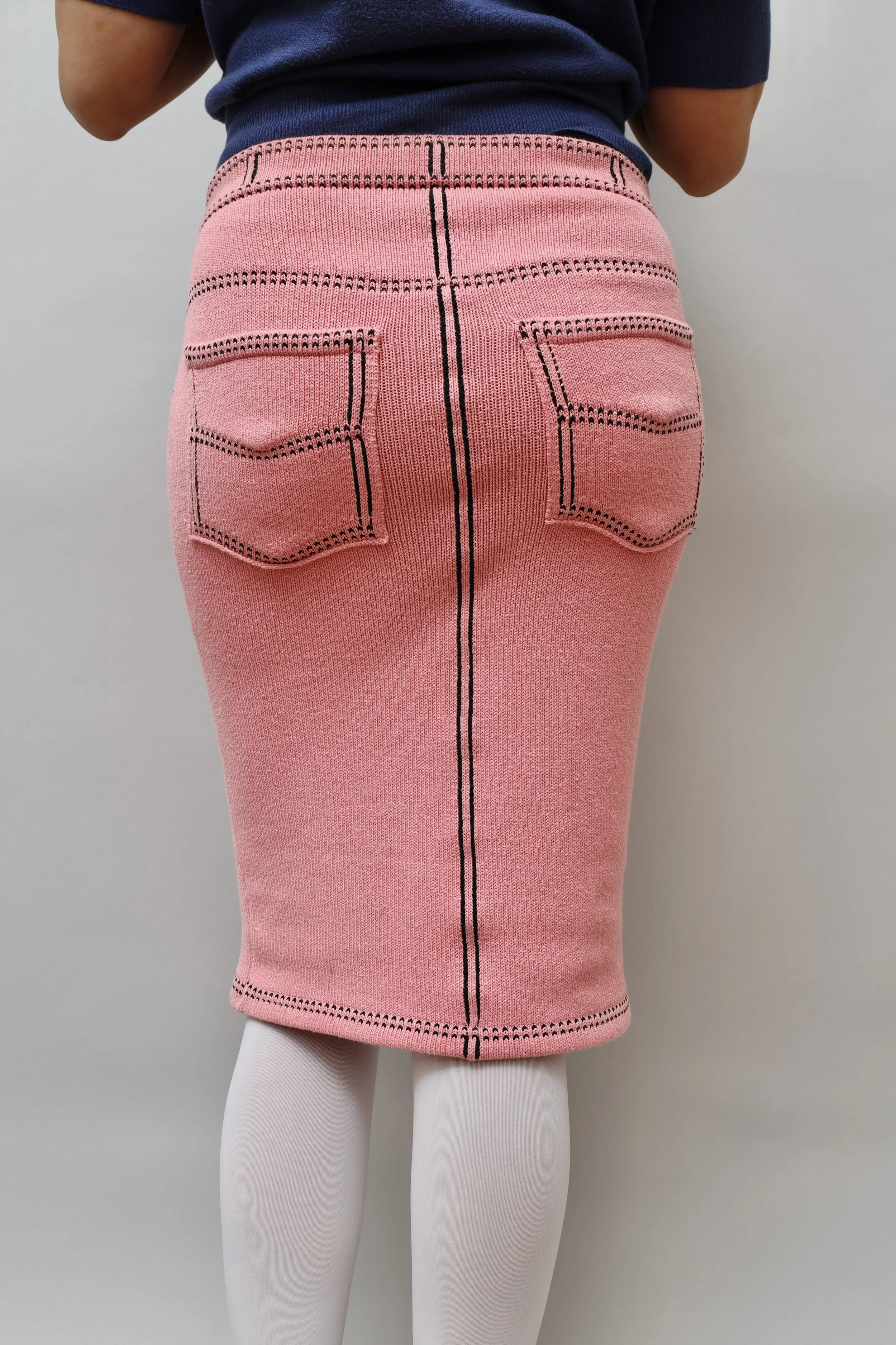 2010s Claudia Skoda pink trompe l'oeil knit skirt