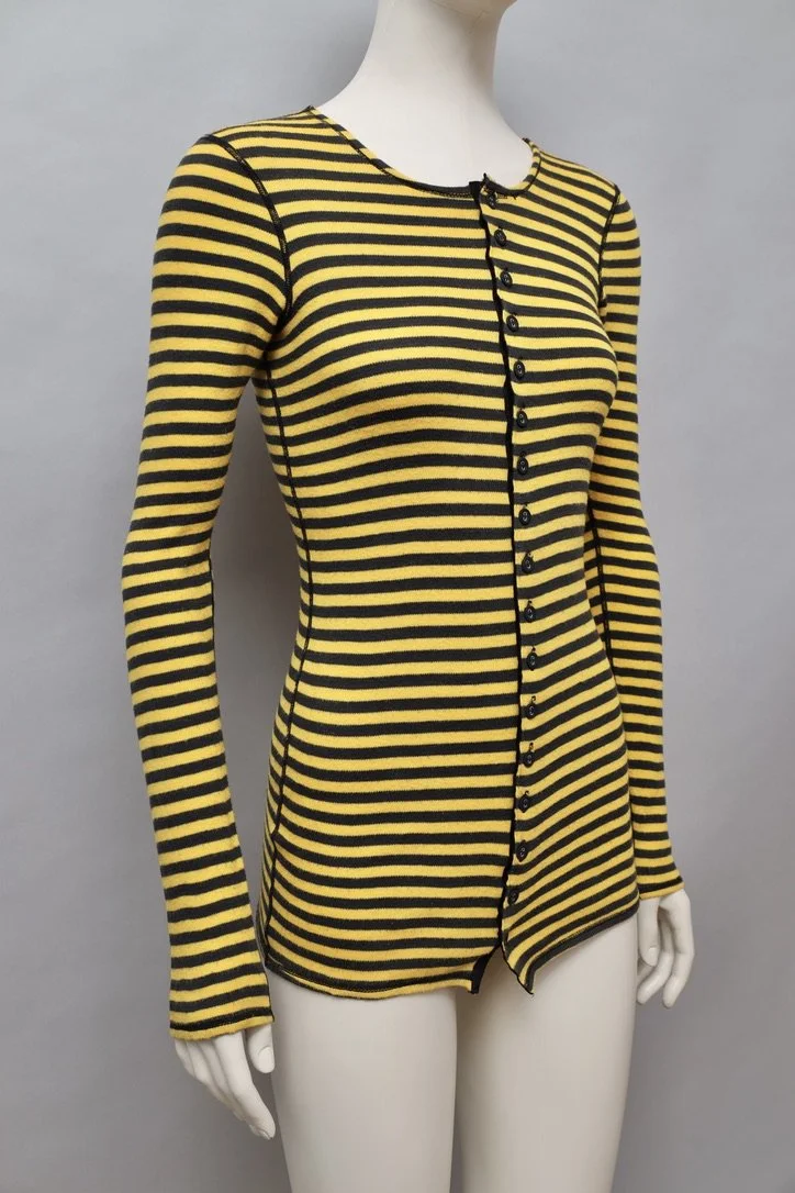 early 1970s Biba black and yellow striped cotton cardigan