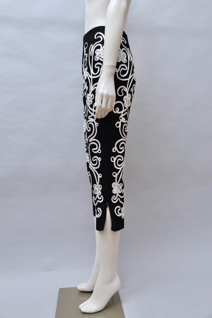 S/S 1988 Norma Kamali black and white passementerie pants