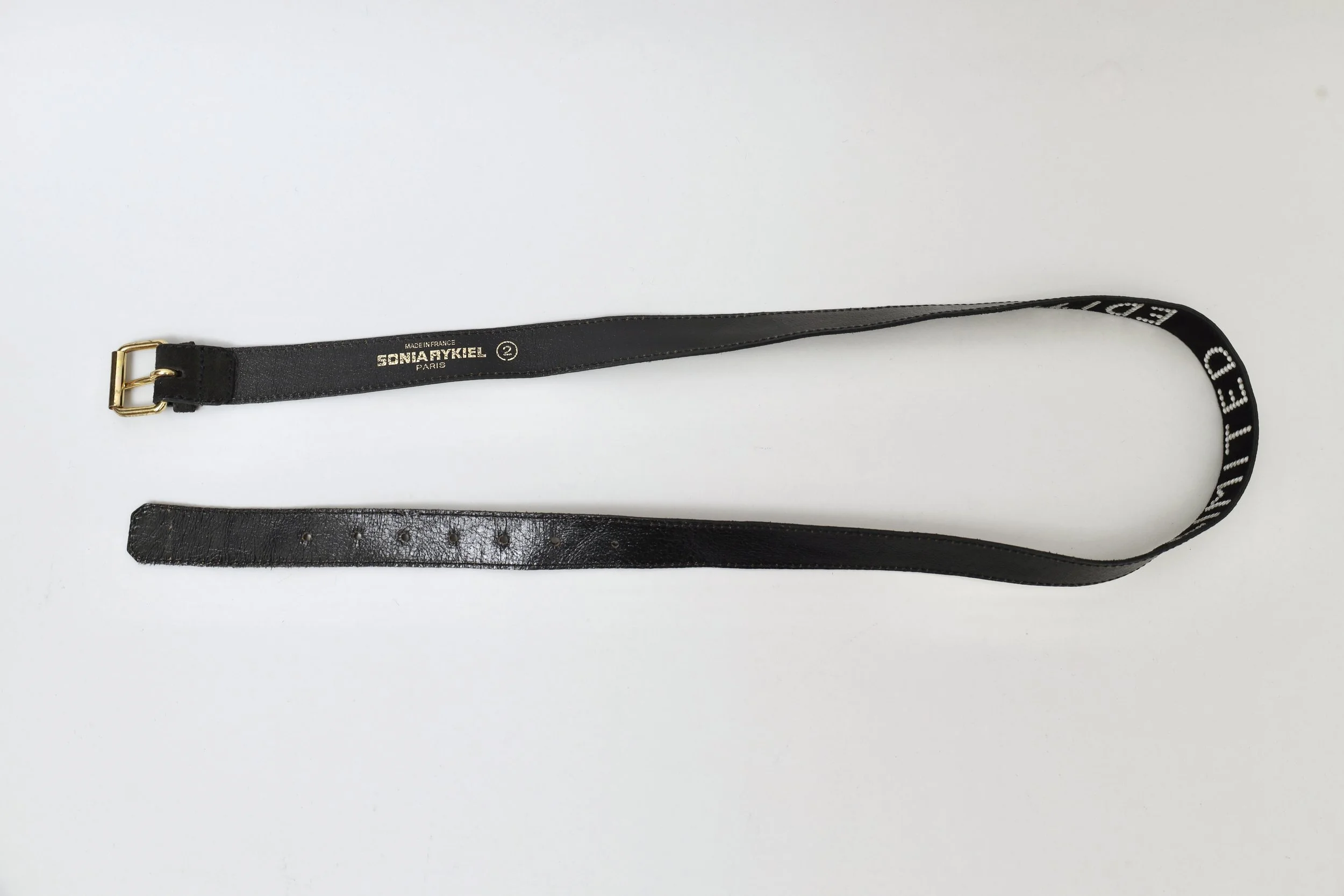 1980s Sonia Rykiel black suede belt inside