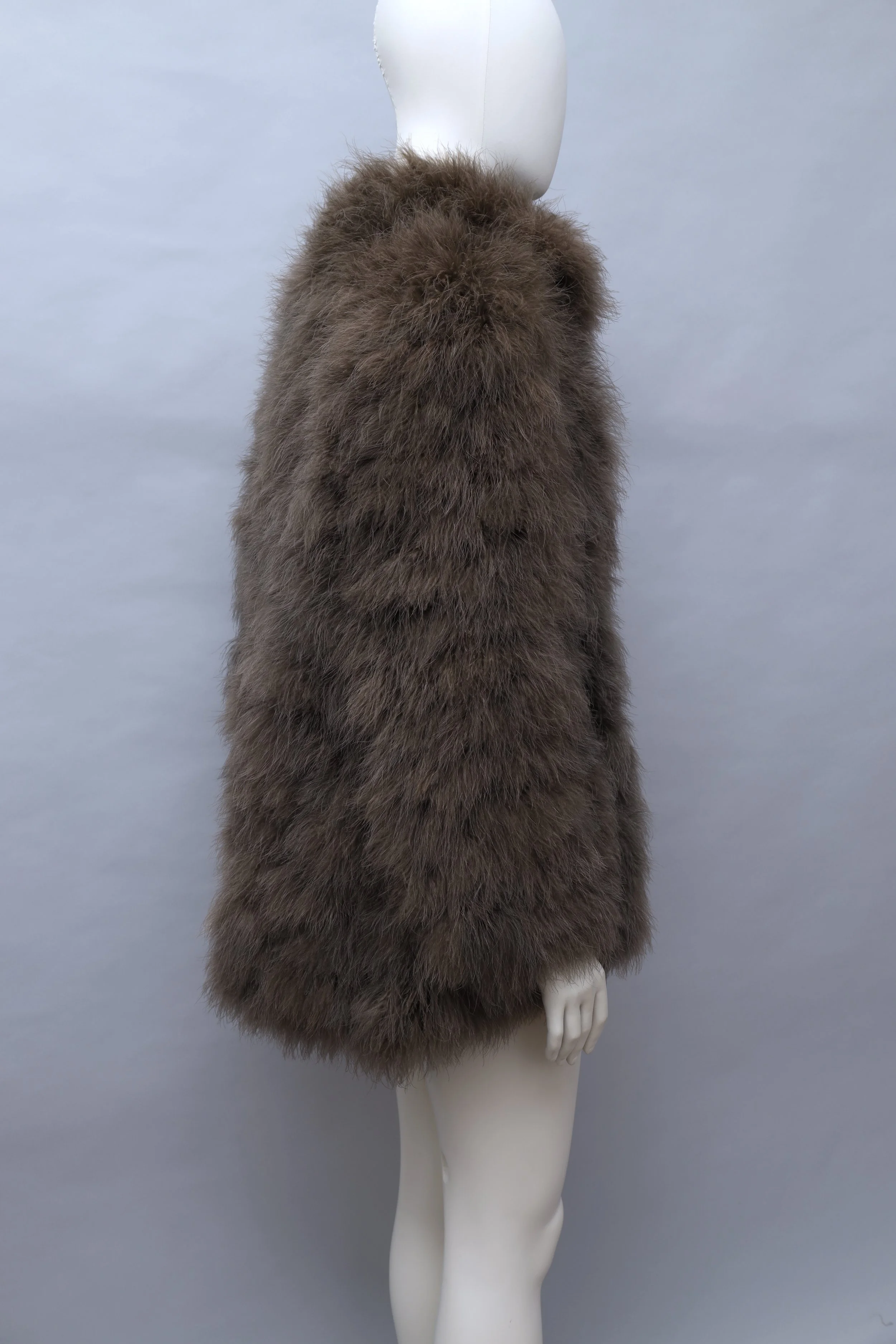 early 1980s Chantal Thomass taupe marabou feather coat