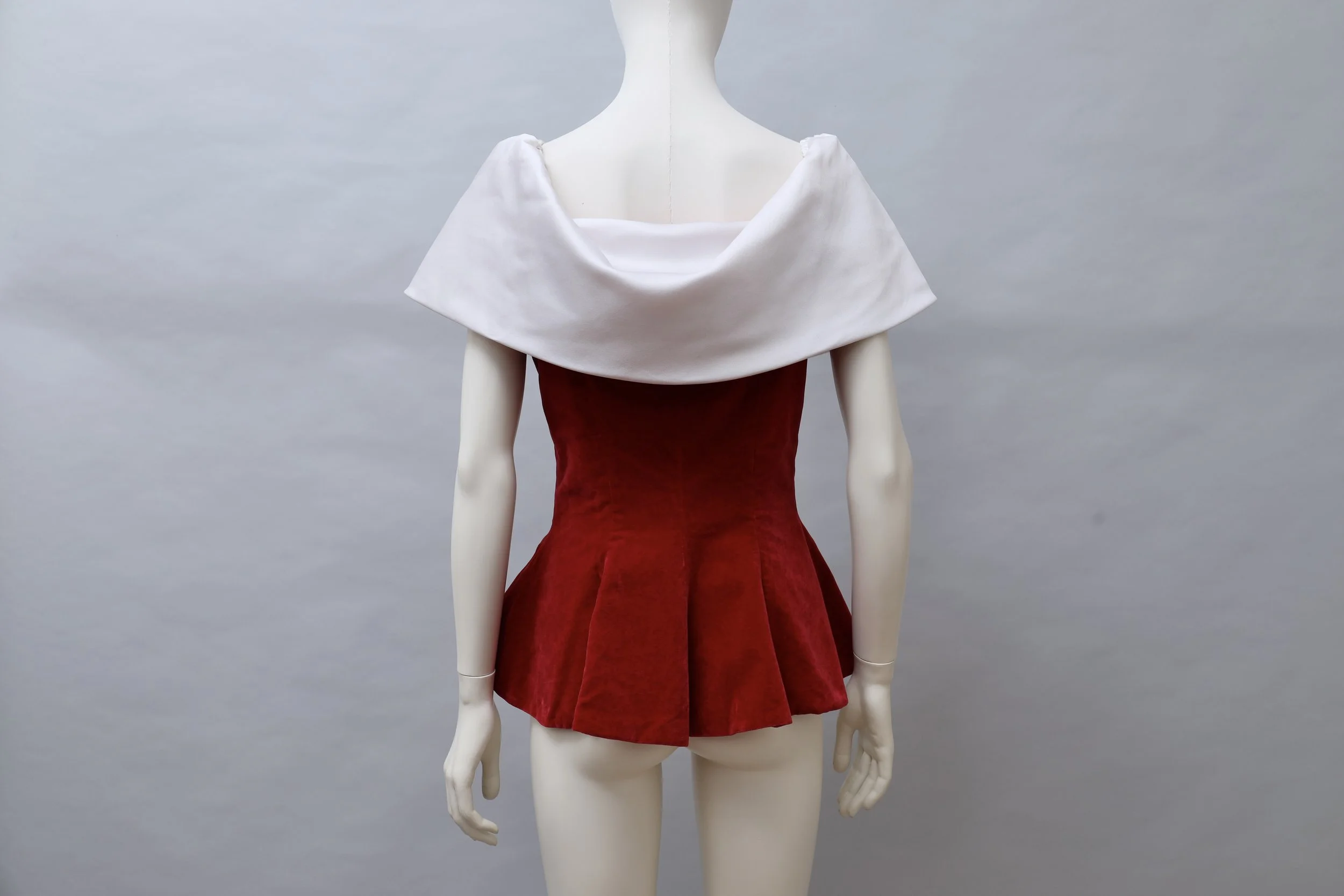 1990s Vivienne Westwood red velvet and white satin vest