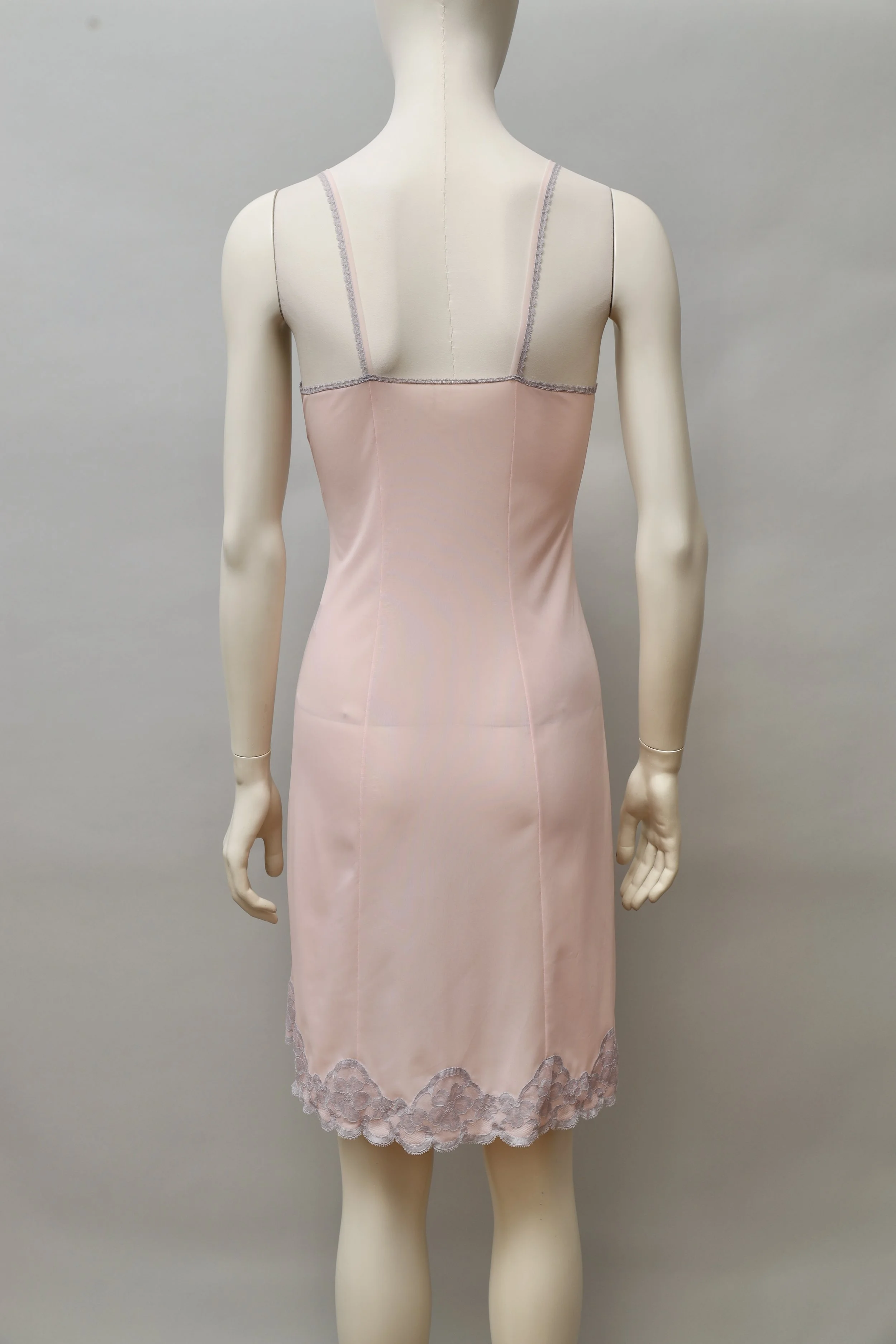 1960s deadstock Neyret Paris salmon rose nylon lace slip dress