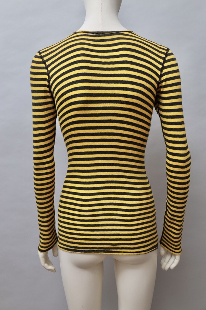 early 1970s Biba black and yellow striped cotton cardigan