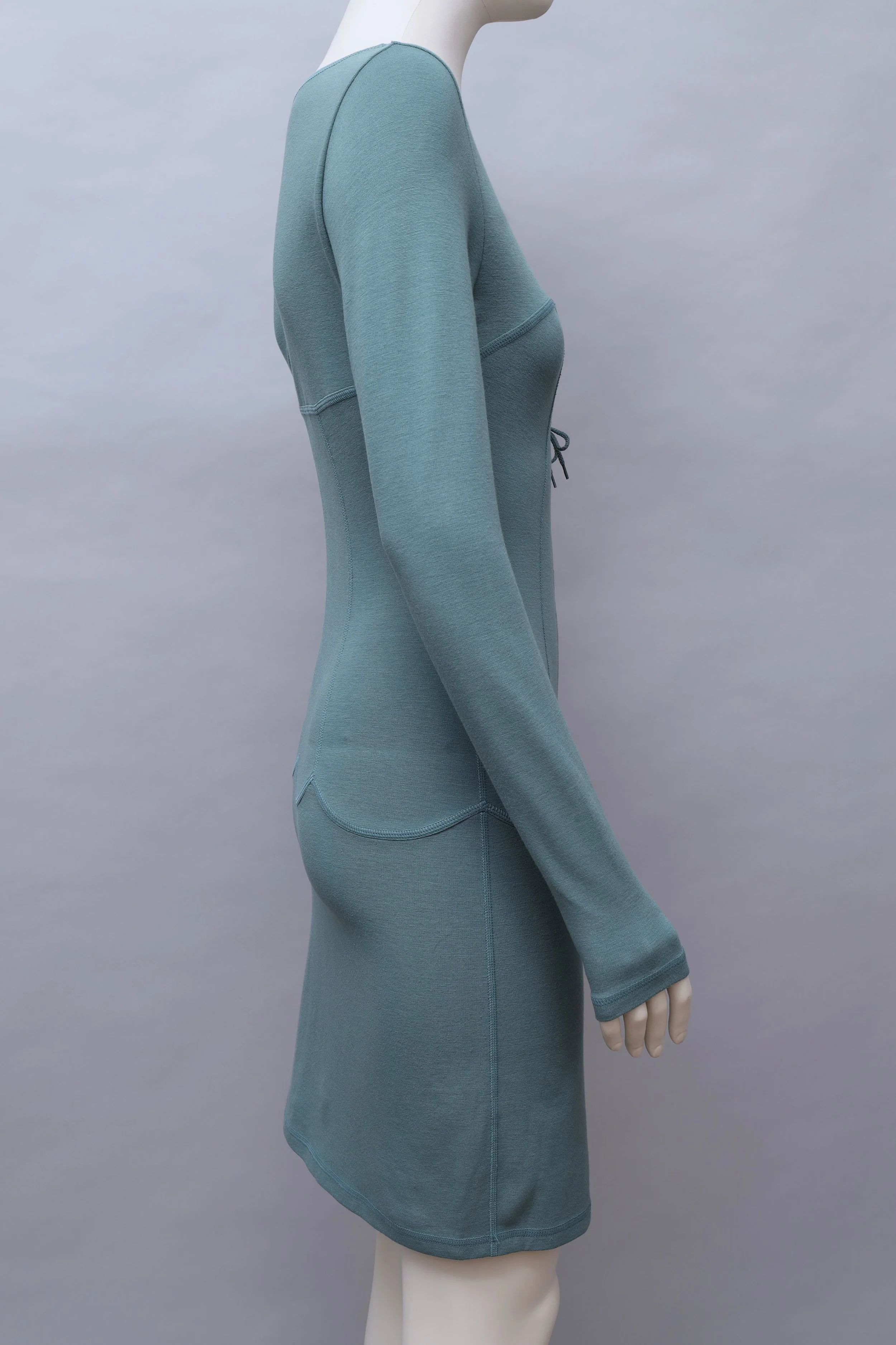 S/S 1991 Chantal Thomass teal blue lace-up dress