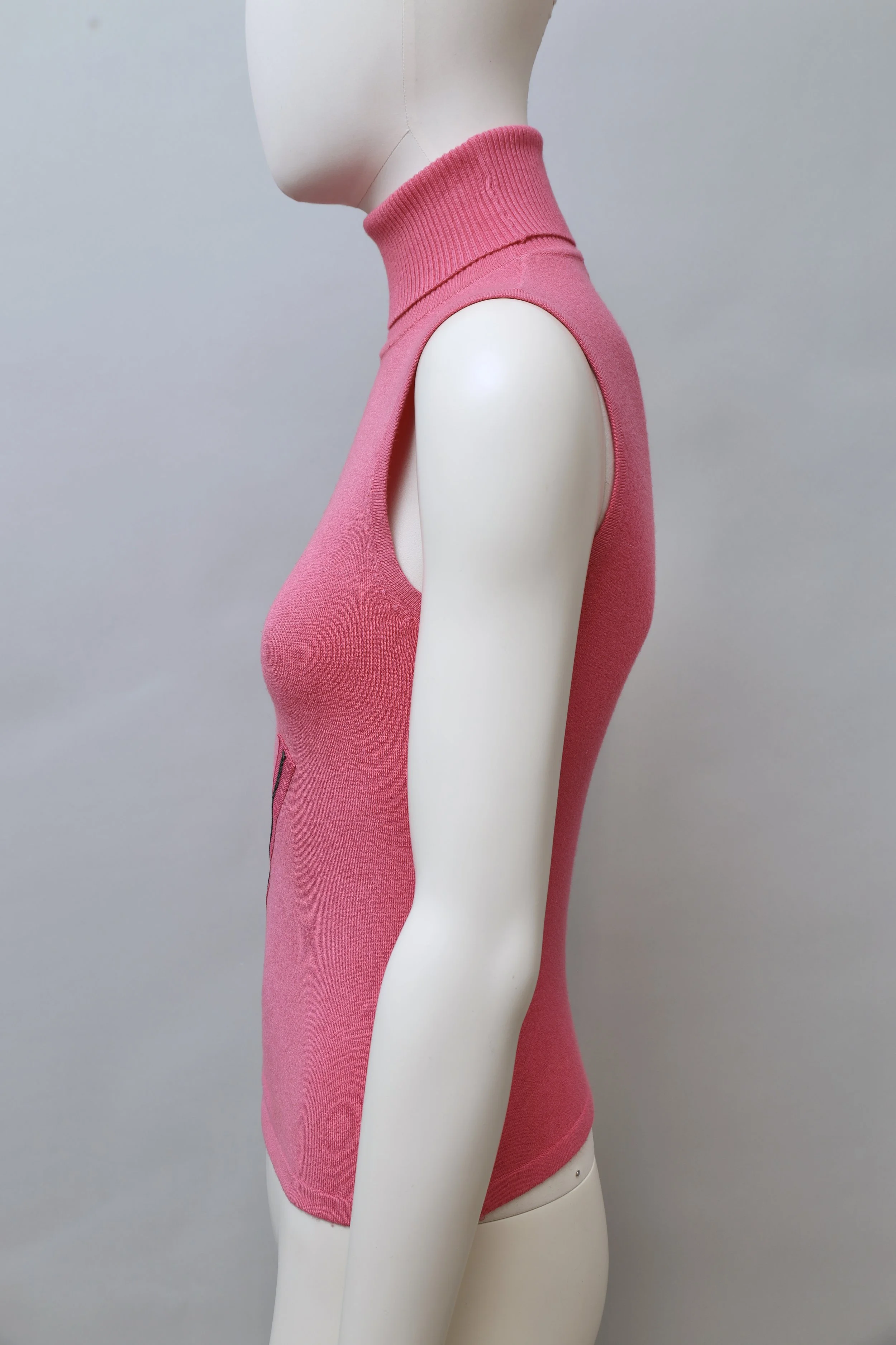2000s I Gabbiani pink silk blend zipper turtleneck top