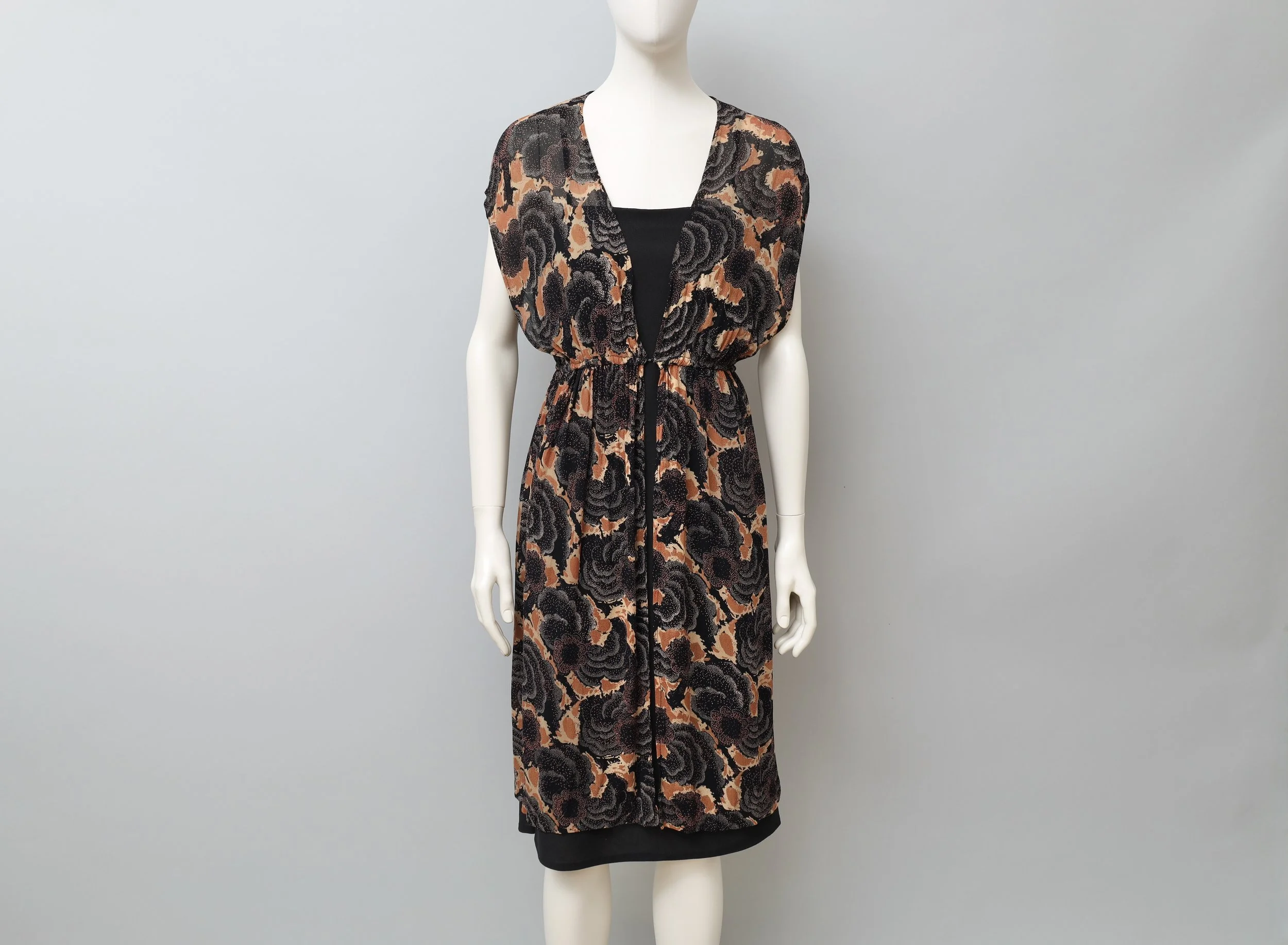 1960s Clobber of London chiffon crêpe art deco tunic dress set