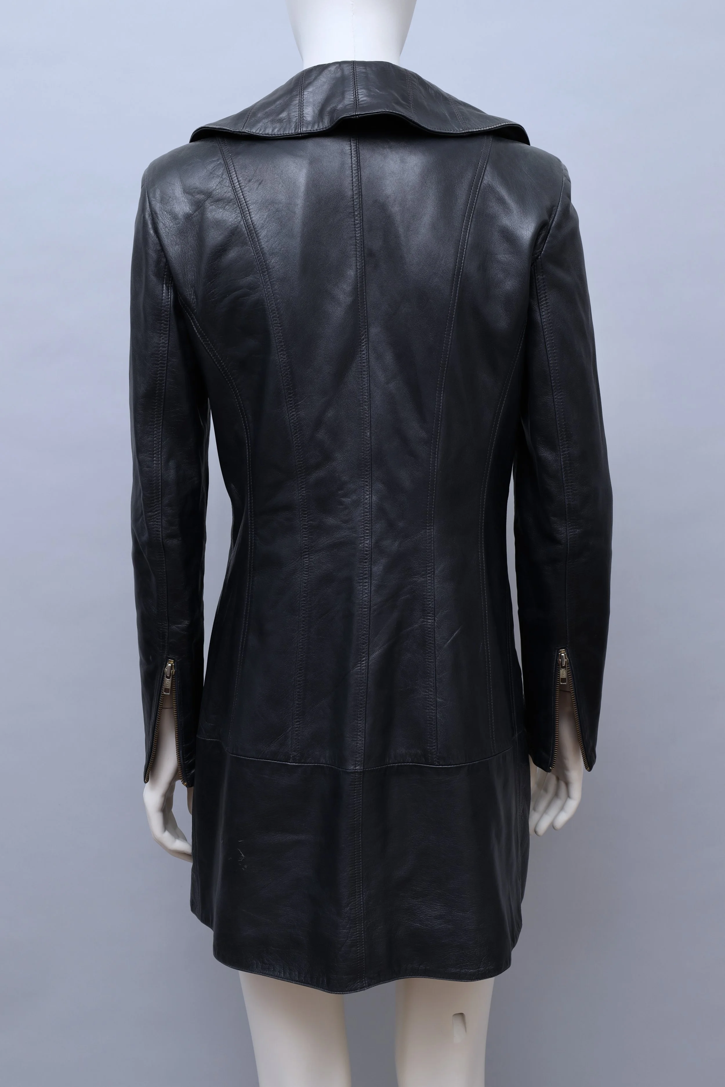 S/S 1992 Claude Montana pour Idéal Cuir black lamb leather coat