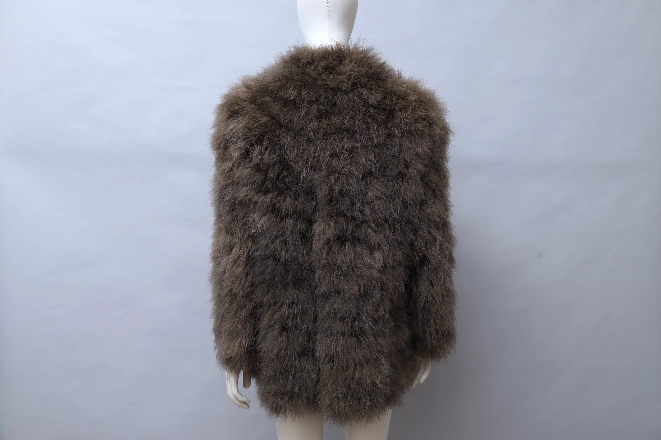 early 1980s Chantal Thomass taupe marabou feather coat