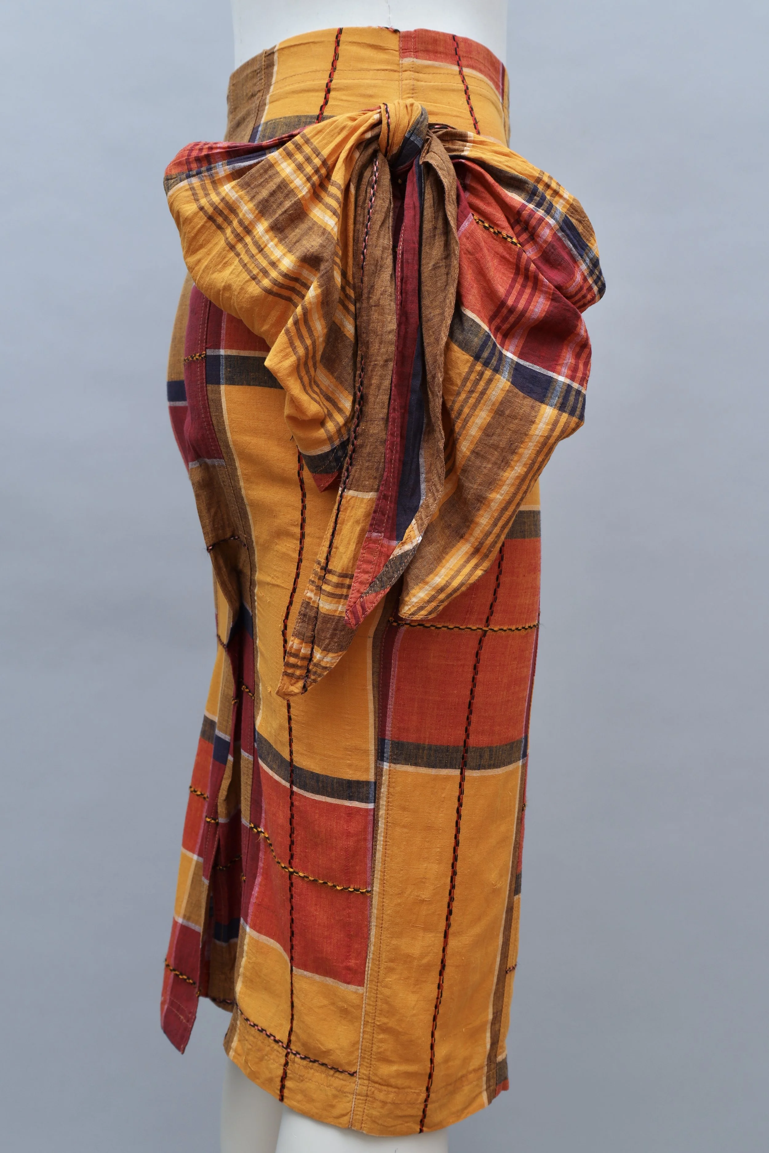 1980s Chantal Thomass madras sash pencil skirt